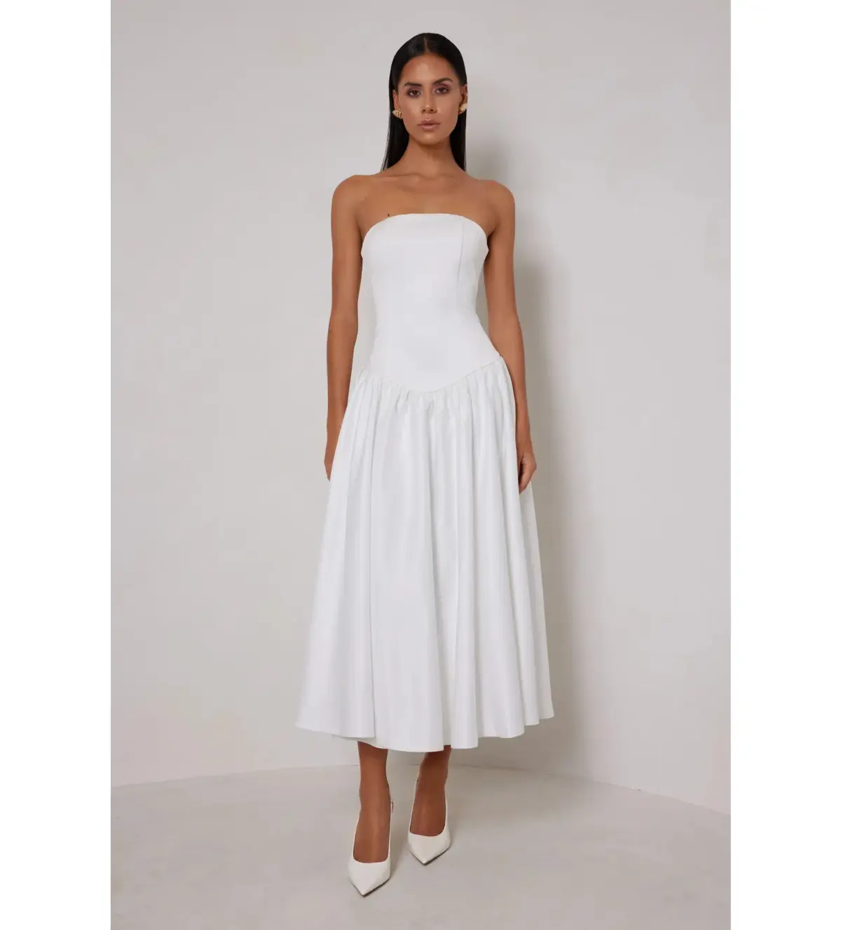 Elle Zeitoune Maggie Midi Dress White Size AU 8 - Image 1
