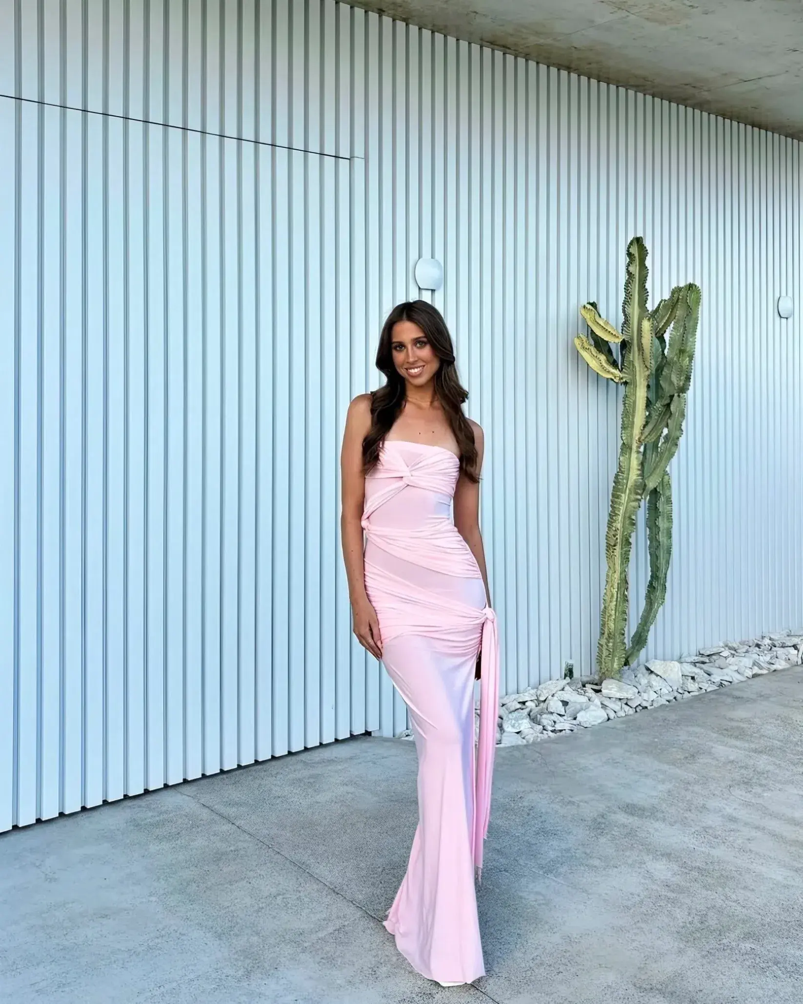 Natalie Rolt Miranda Floor Length Gown Dress in Blossom Pink Size 1 / AU 8 - Image 1