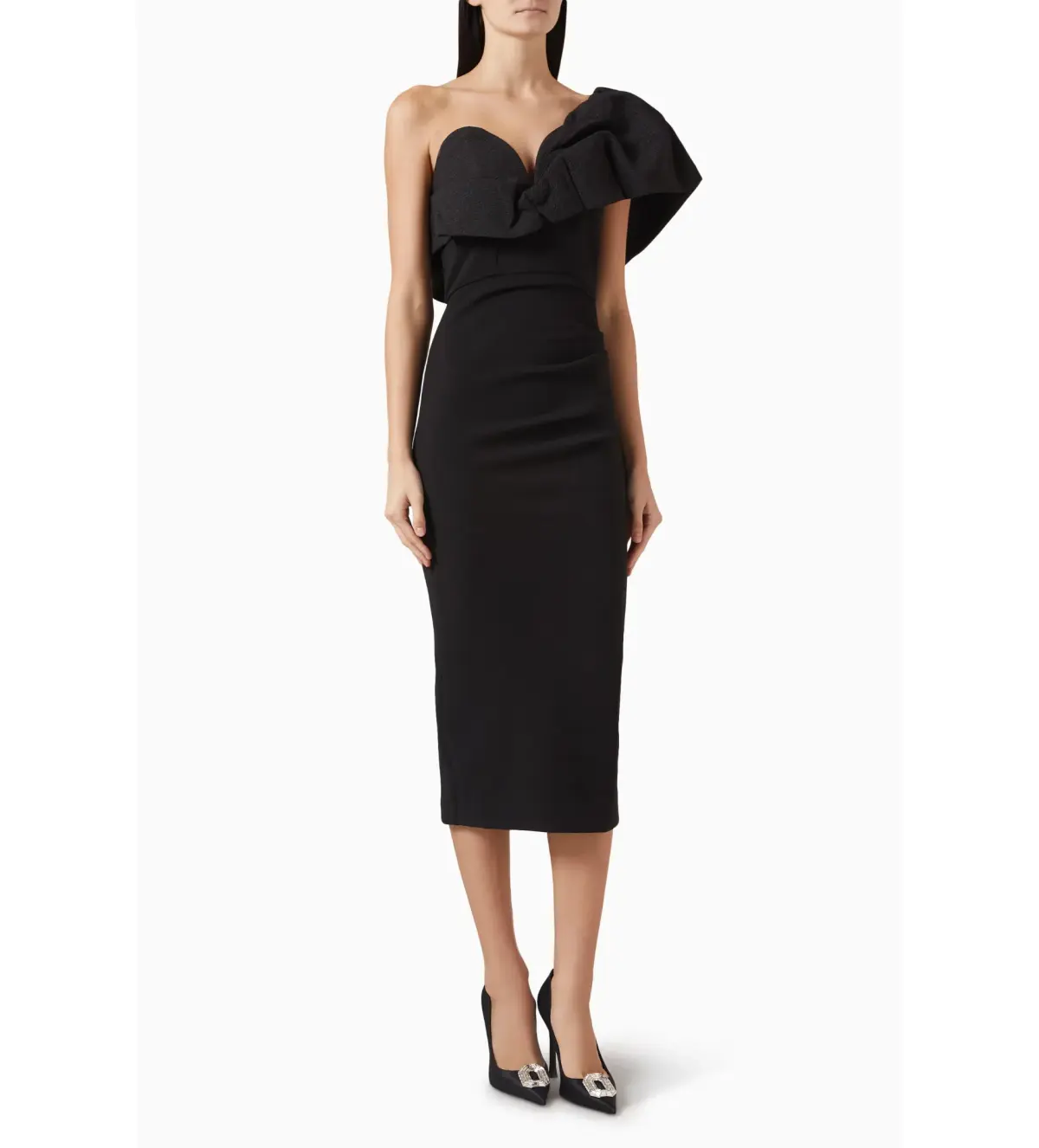 Elle Zeitoune Sharleene Midi Dress Black Size AU 16 - Image 1