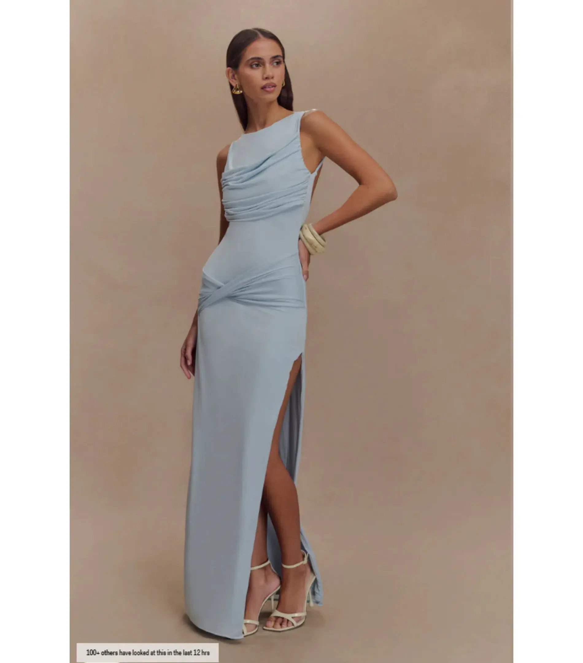 Meshki Henley Drape Maxi Dress Blue Size AU 8 - Image 2
