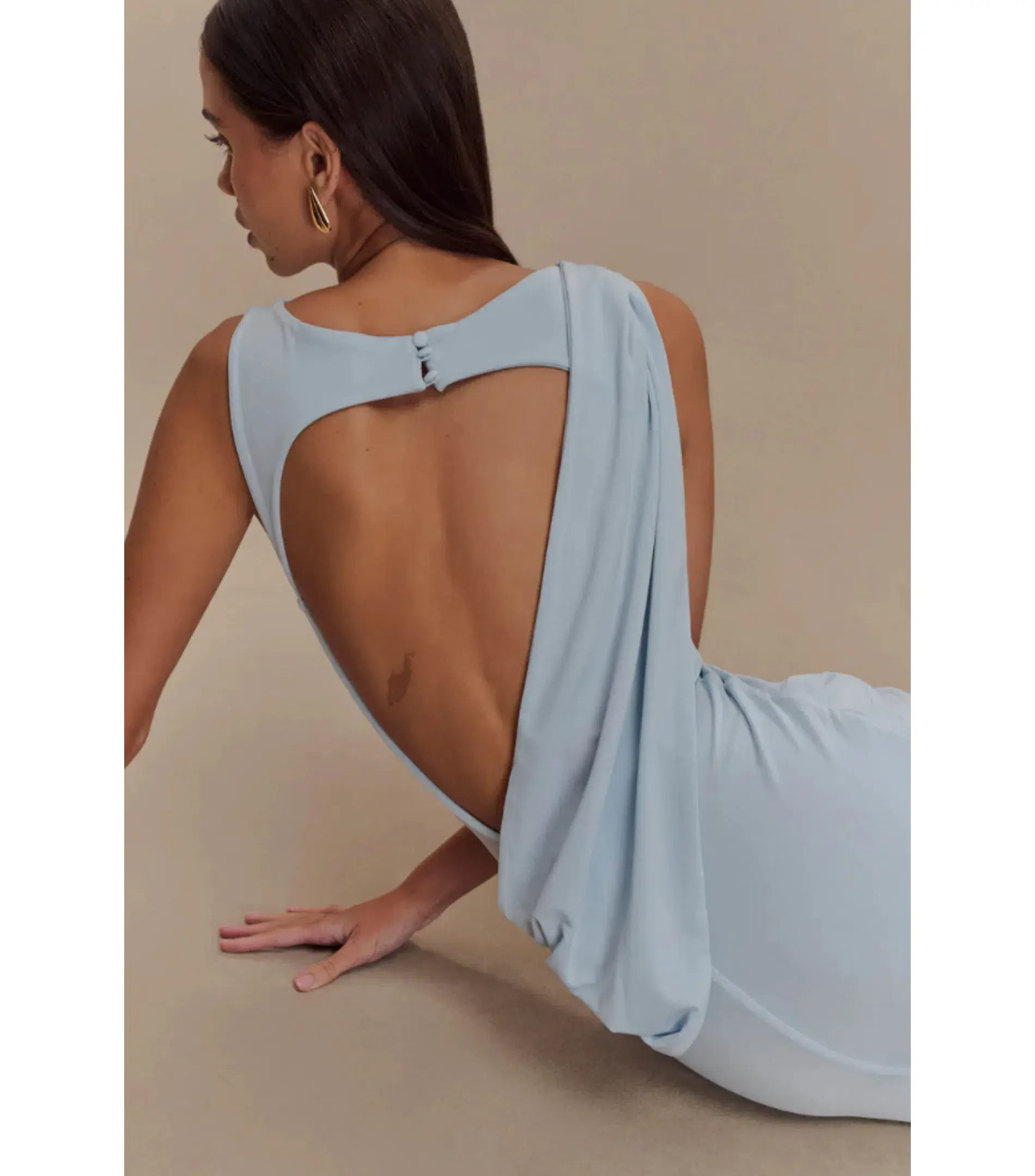 Meshki Henley Drape Maxi Dress Blue Size AU 8 - Image 4