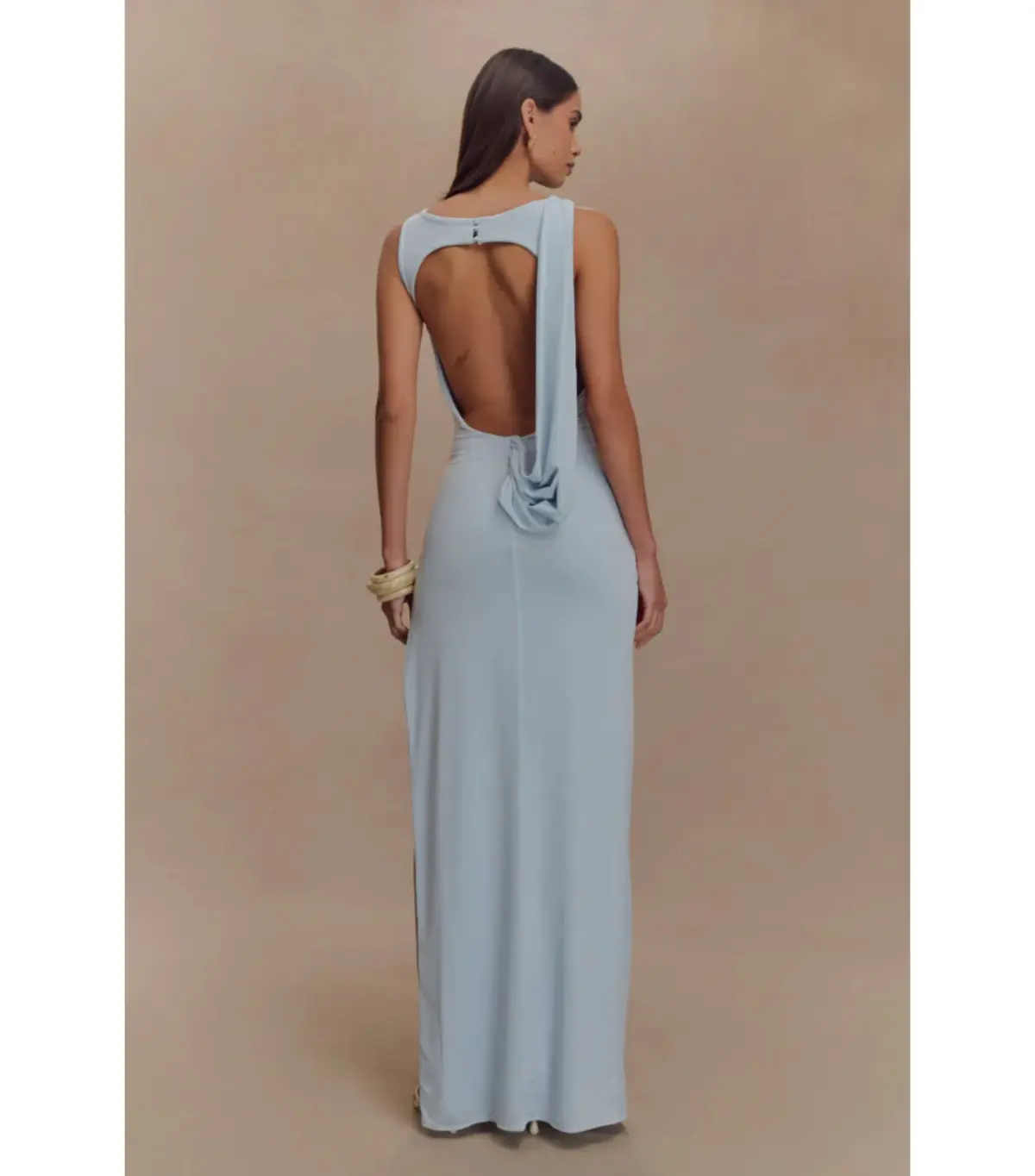 Meshki Henley Drape Maxi Dress Blue Size AU 8 - Image 3