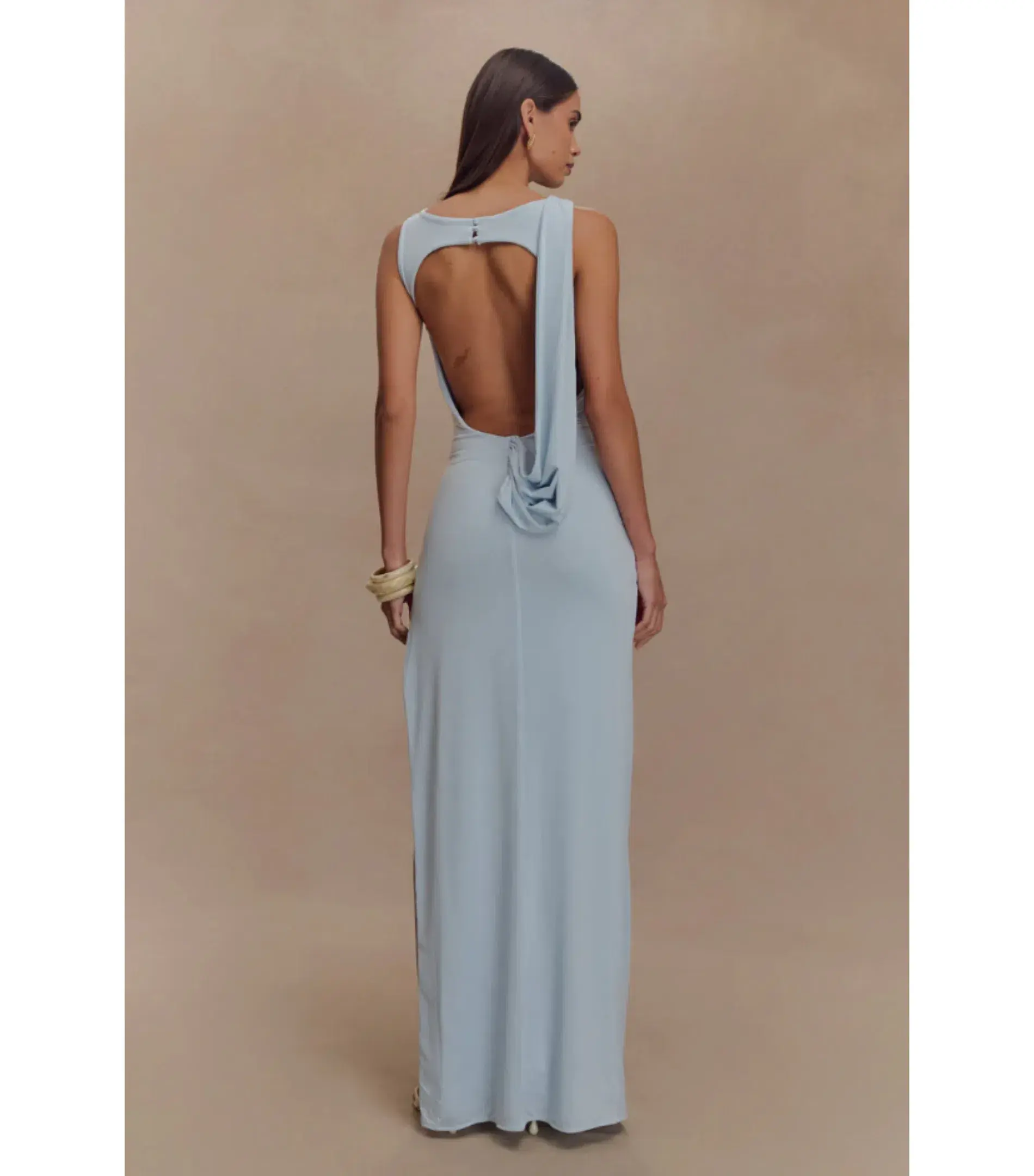 Meshki Henley Drape Maxi Dress Blue Size AU 8 - Image 3
