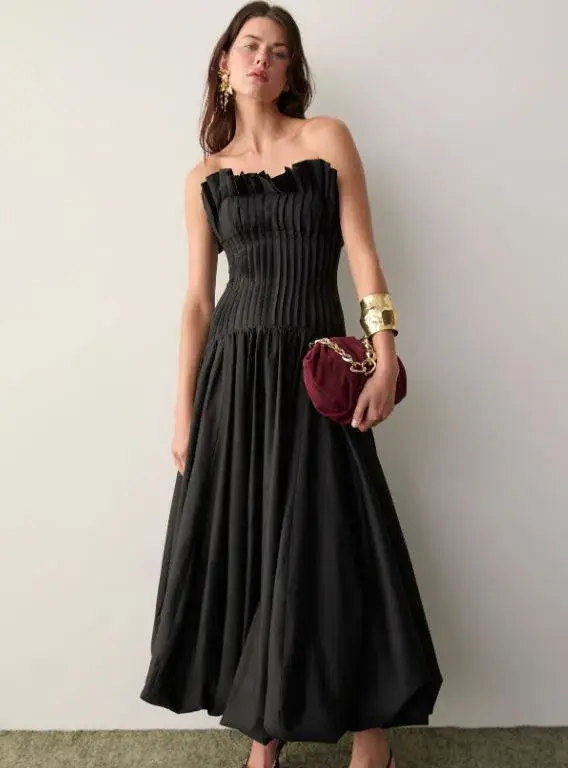Aje Ivy Bubble Hem Gown in Black Size 6 - Image 3