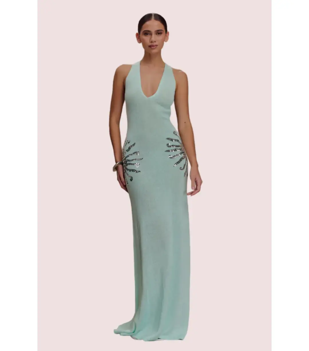 Meshki Ellington Knit Midi Dress in Lagoon Blue Size AU 8 for rent on The Volte - main image