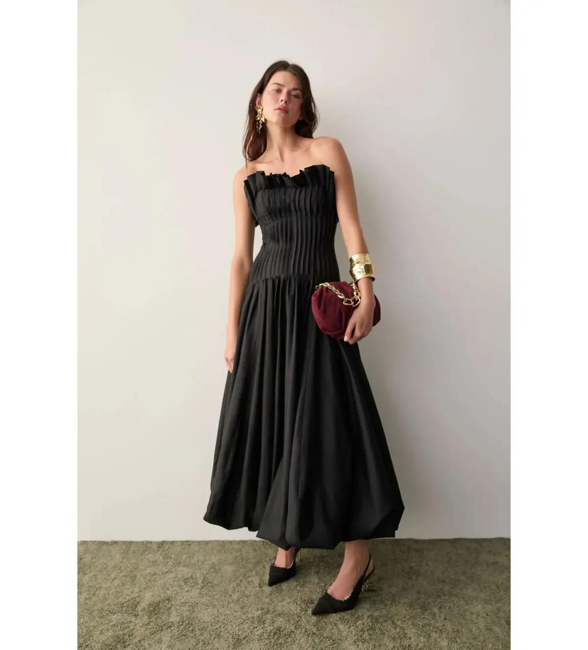 Aje Ivy Bubble Hem Gown Black Size AU 10 - Image 2