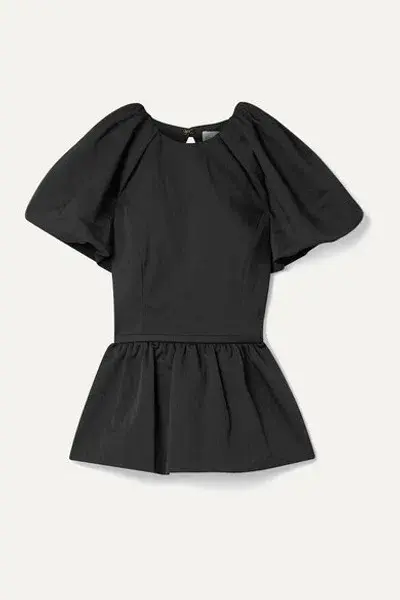 Rebecca Vallance Winslow Open-back Cloqué Peplum Top Black 12 - Image 1