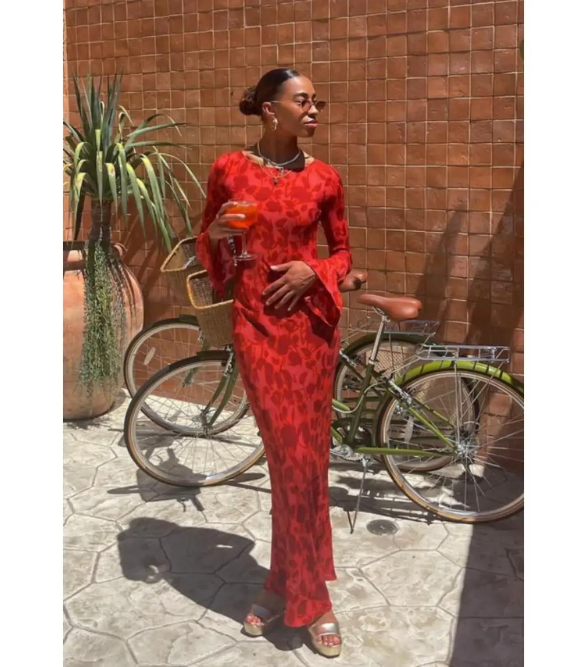 Realisation Par Gia Maxi Dress Red Print Size AU 10 - Image 4