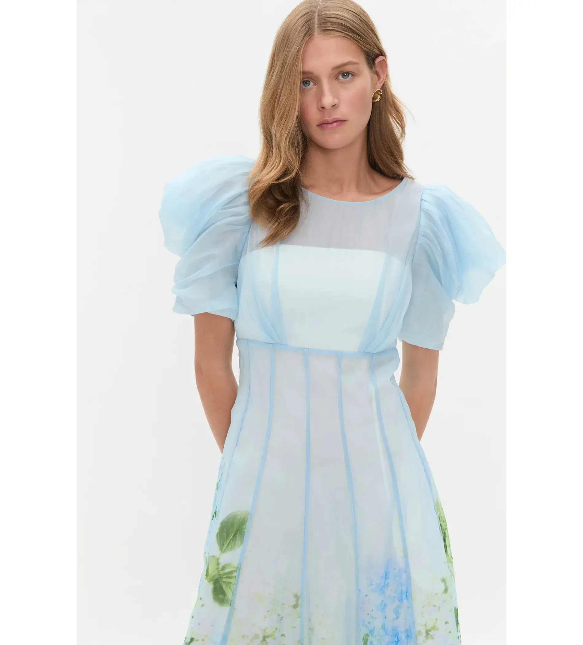 Aje Clementine Midi Dress Blue Hydrangea Size 10 - Image 3