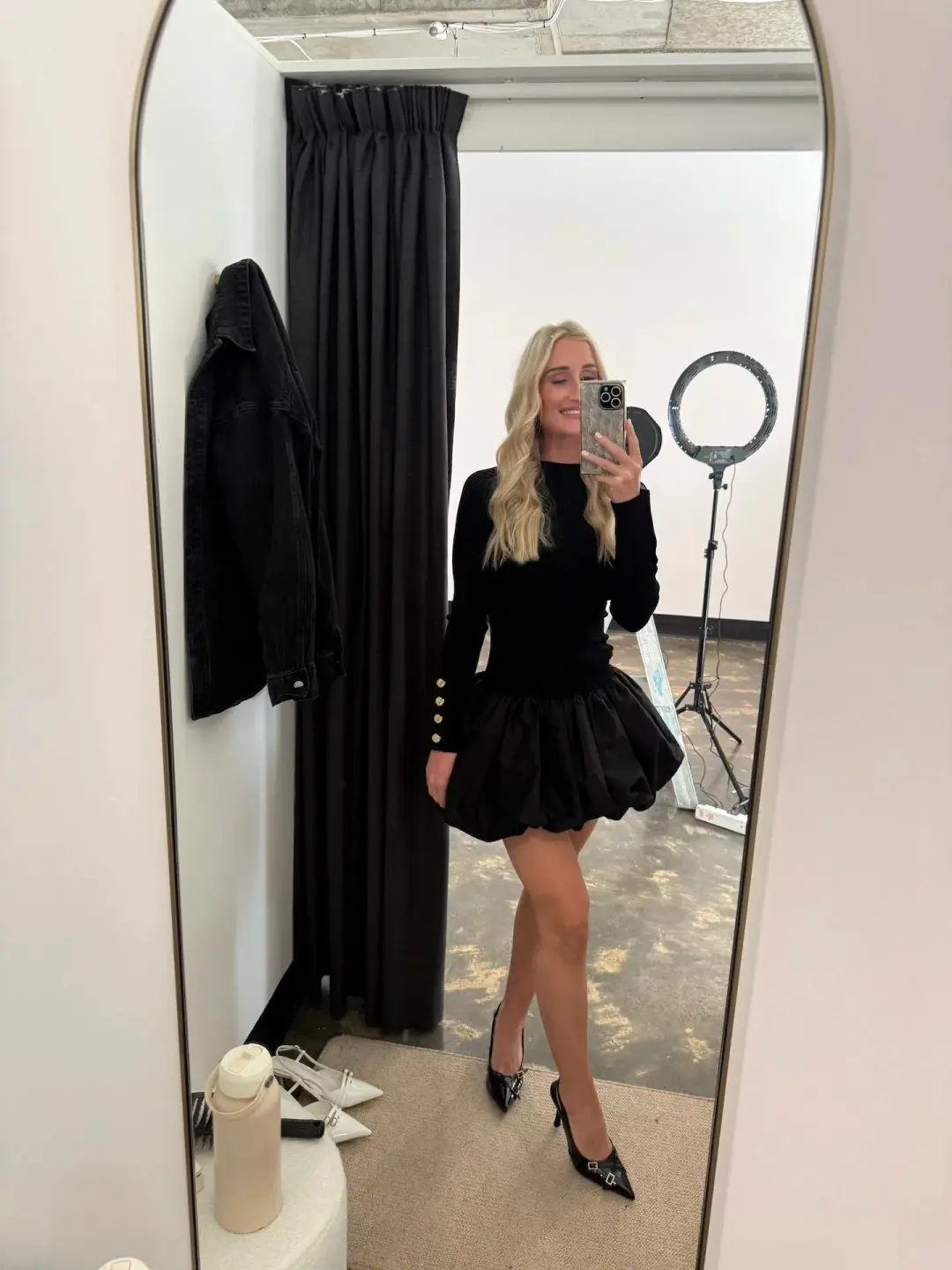 Aje Moonlight Knit Mini Dress Black Size AU 8 for rent on The Volte - main image