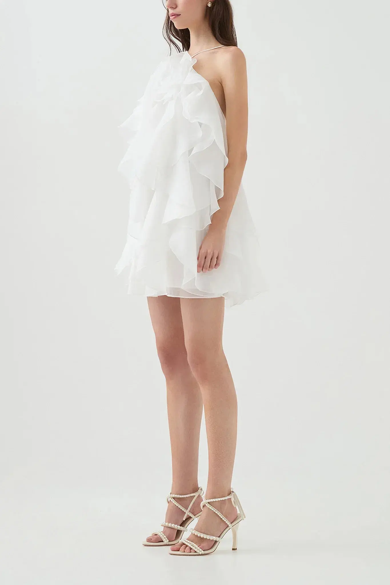 Aje Pandorea Layered Mini Dress in Ivory Size AU8 - Image 4