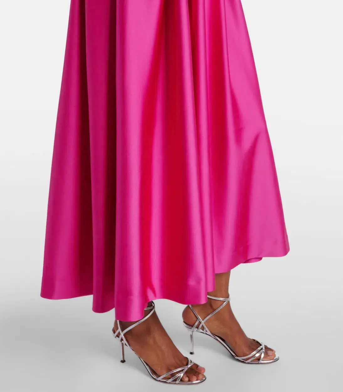 Rebecca Vallance Saskia Pleated Satin Maxi Dress Pink AU 16 - Image 3