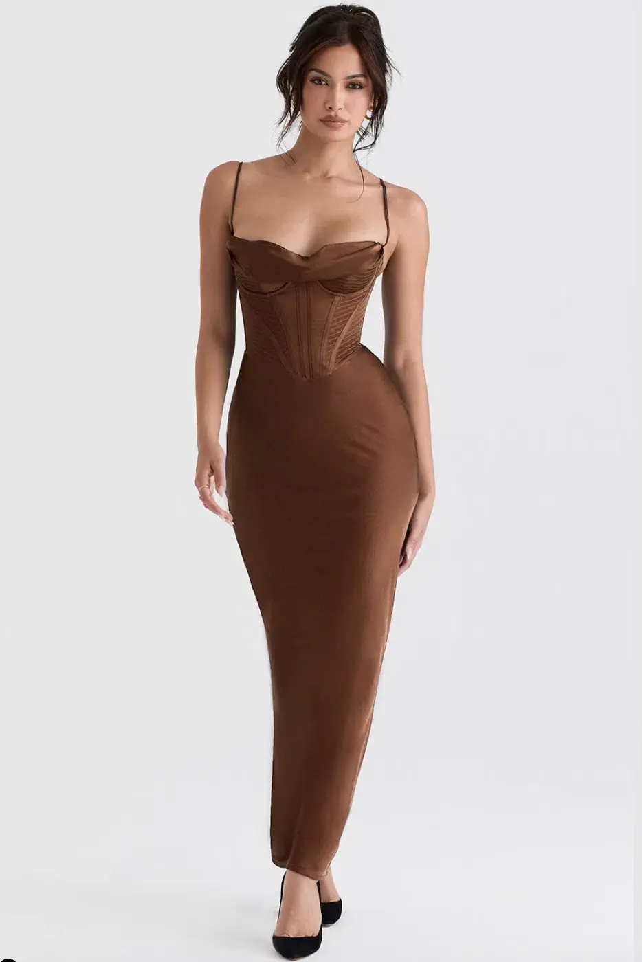 House of CB Charmaine  Maxi Dress in Chocolate Corset  Size S/ AU 8 - Image 1