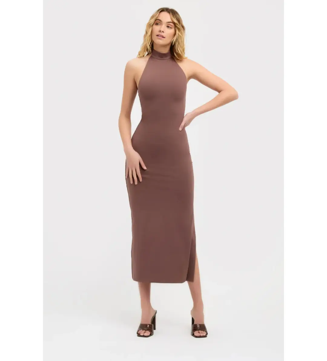 Kookai Archer Midi Dress Brown Size 0 (6-8) for rent on The Volte - main image