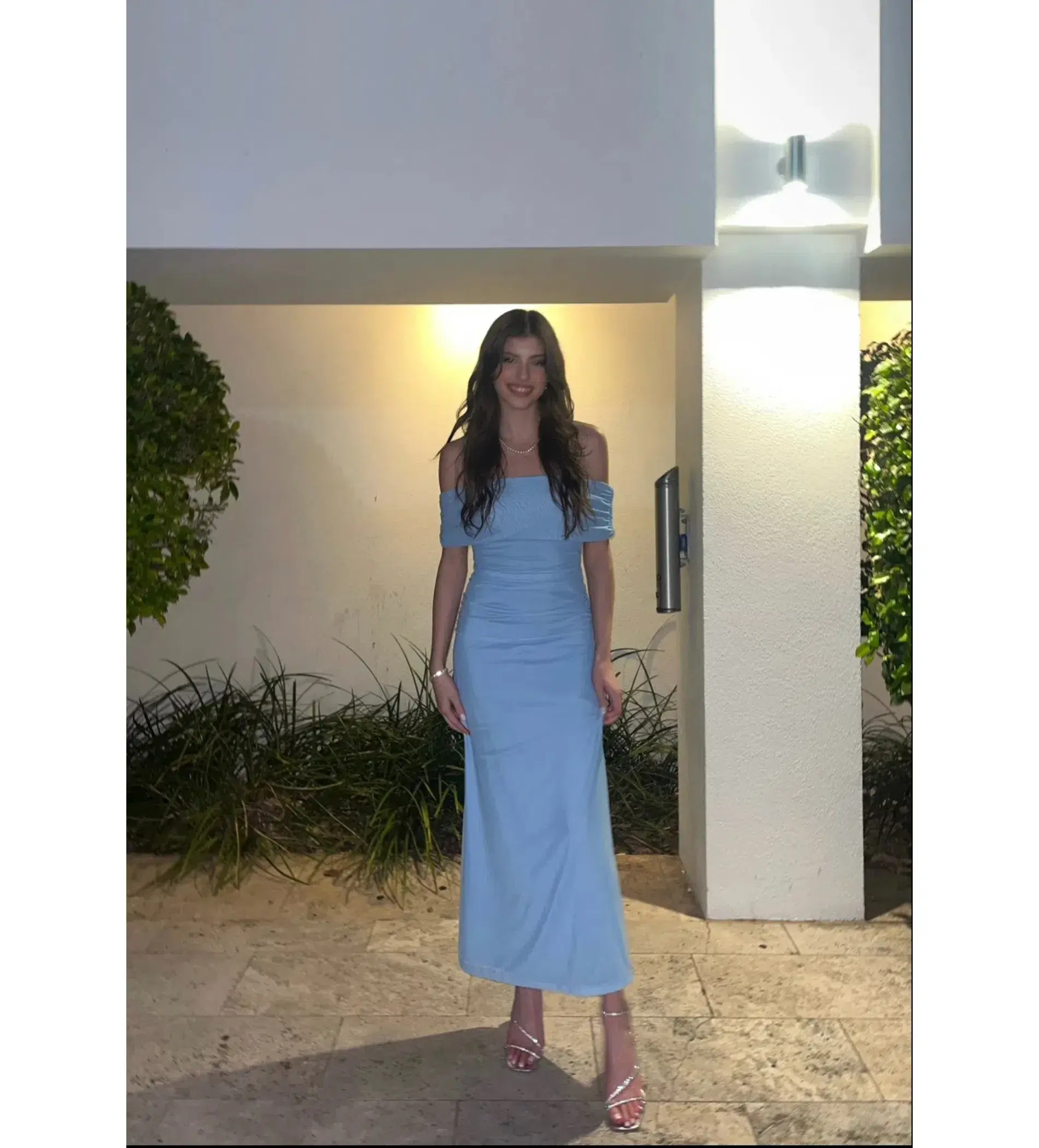 Kookai Bolt Off Shoulder Midi Dress Powder Blue Size AU 6 - Image 2