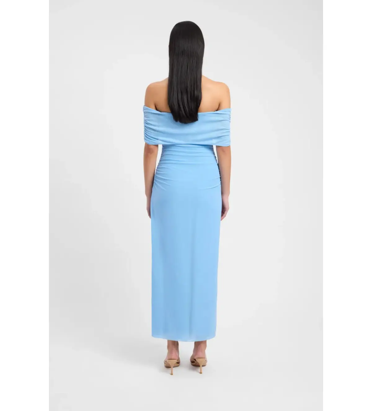 Kookai Bolt Off Shoulder Midi Dress Powder Blue Size AU 6 - Image 5