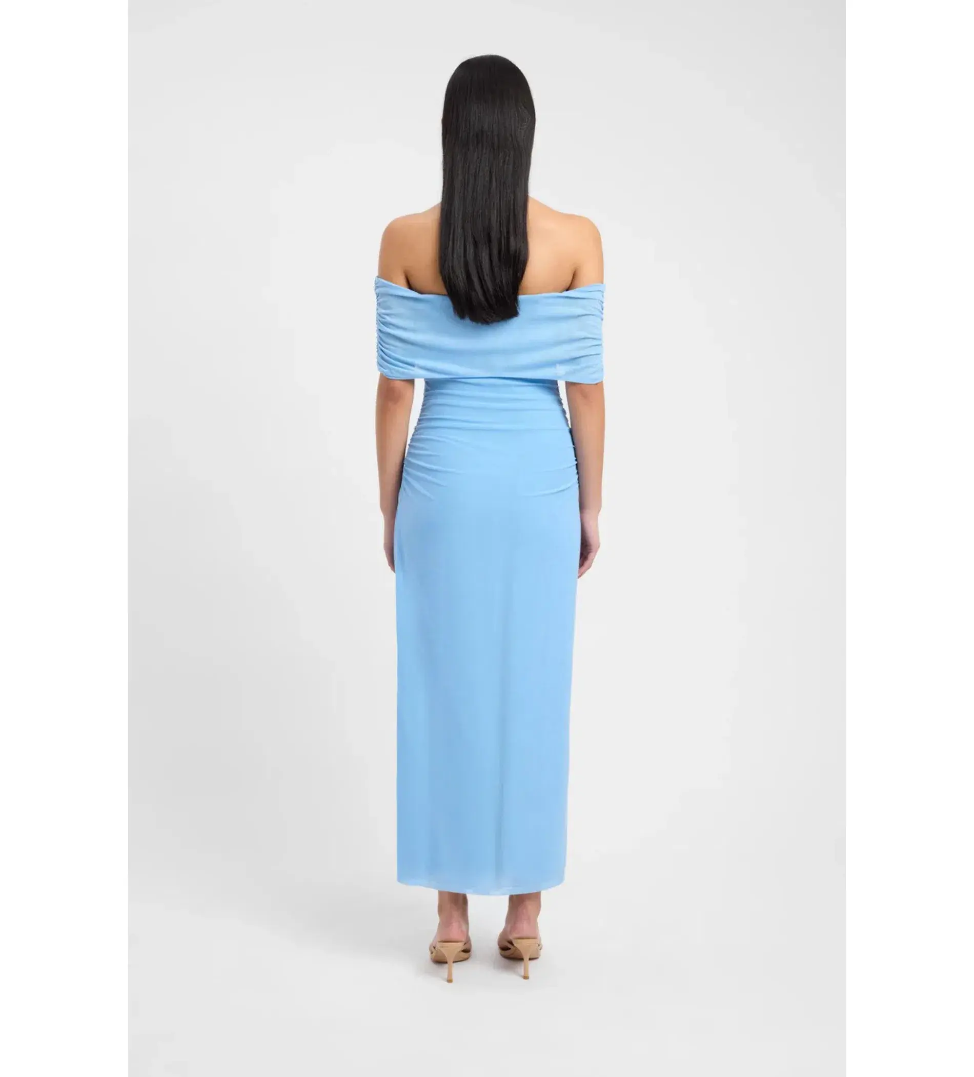Kookai Bolt Off Shoulder Midi Dress Powder Blue Size AU 6 - Image 5
