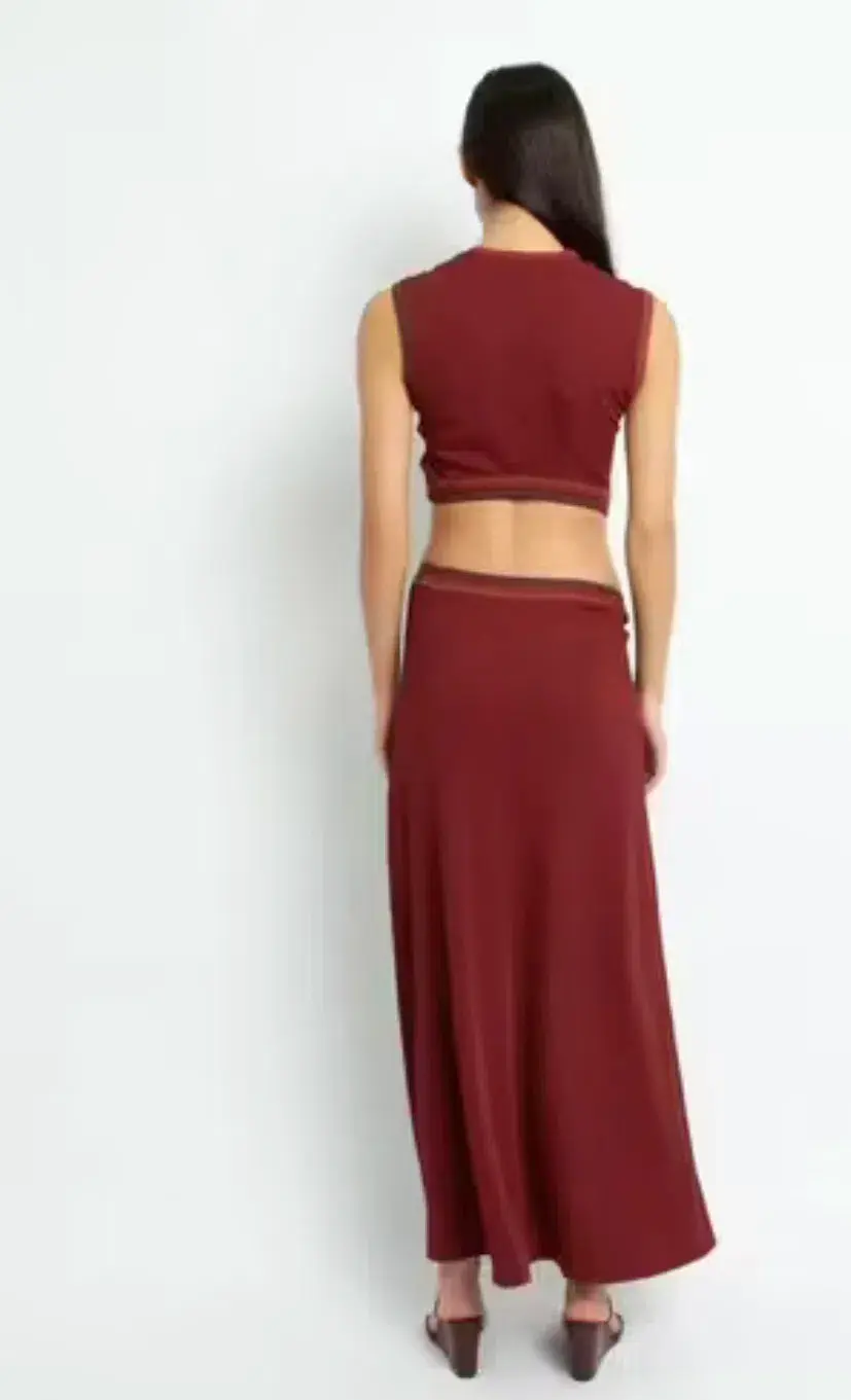 Christopher Esber Multi Paisley Cut Torso Dress Maxi Burgundy Size AU 4 - Image 2