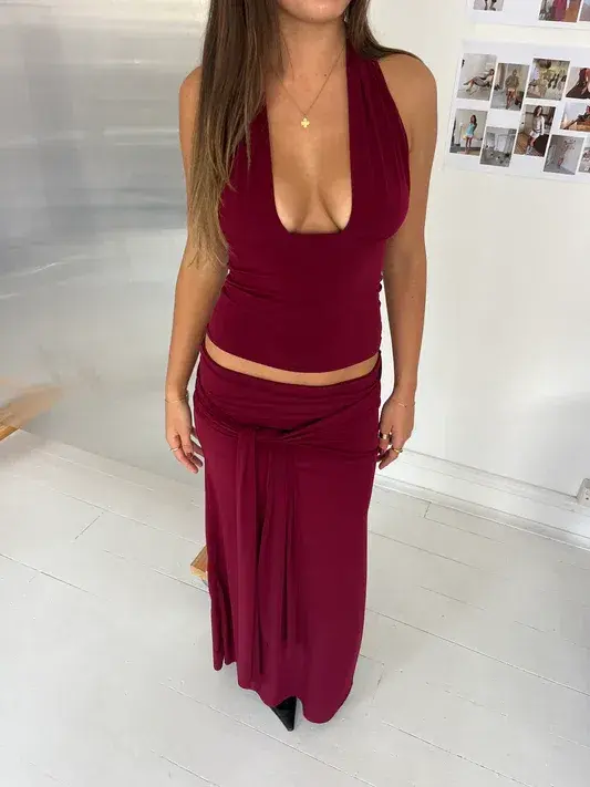 La Marie, Sofia set, Burgandy, Size S - Image 3