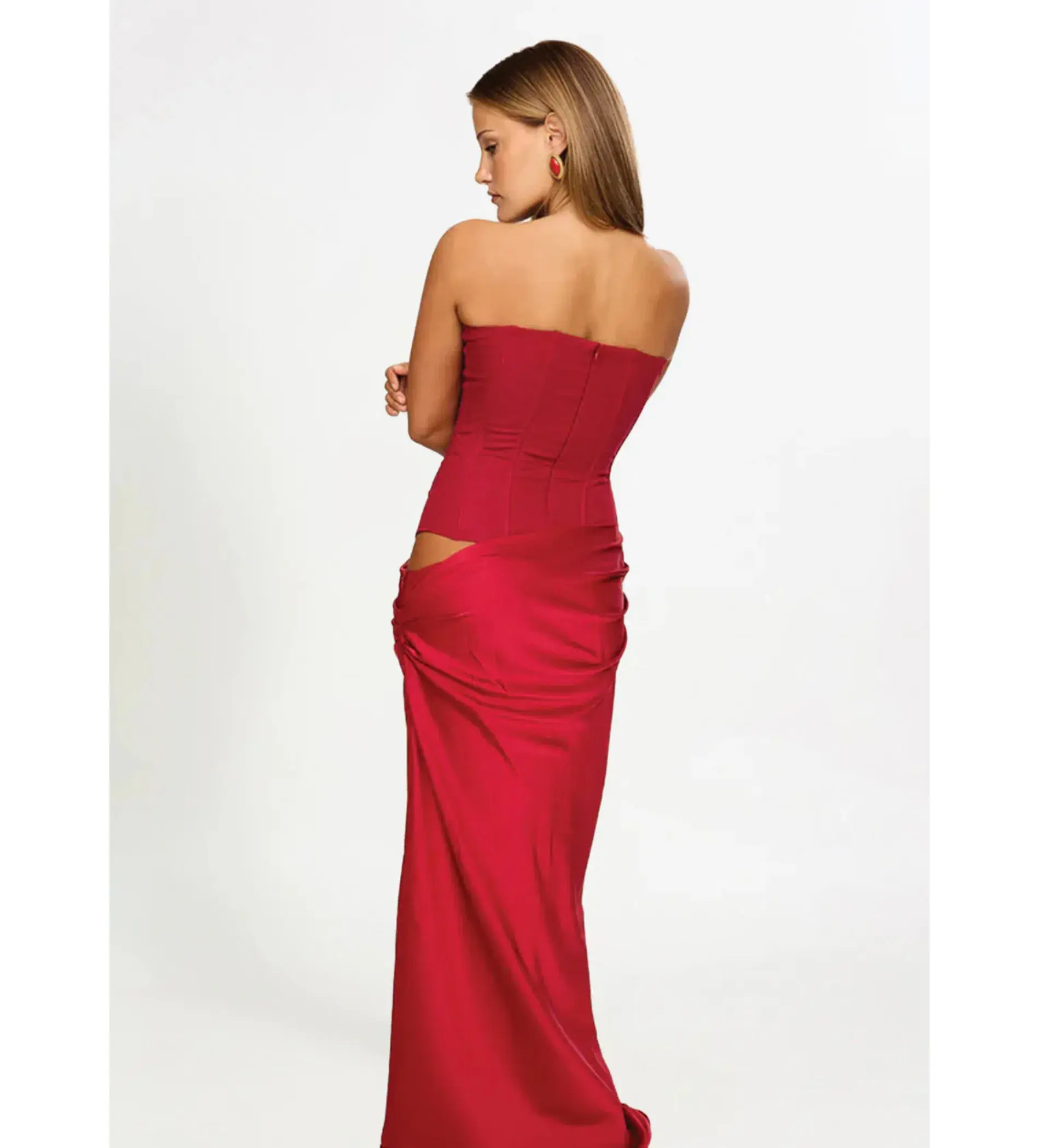 Hntr The Label Huxley Gown Maxi Dress In Wine Size AU 8  - Image 4