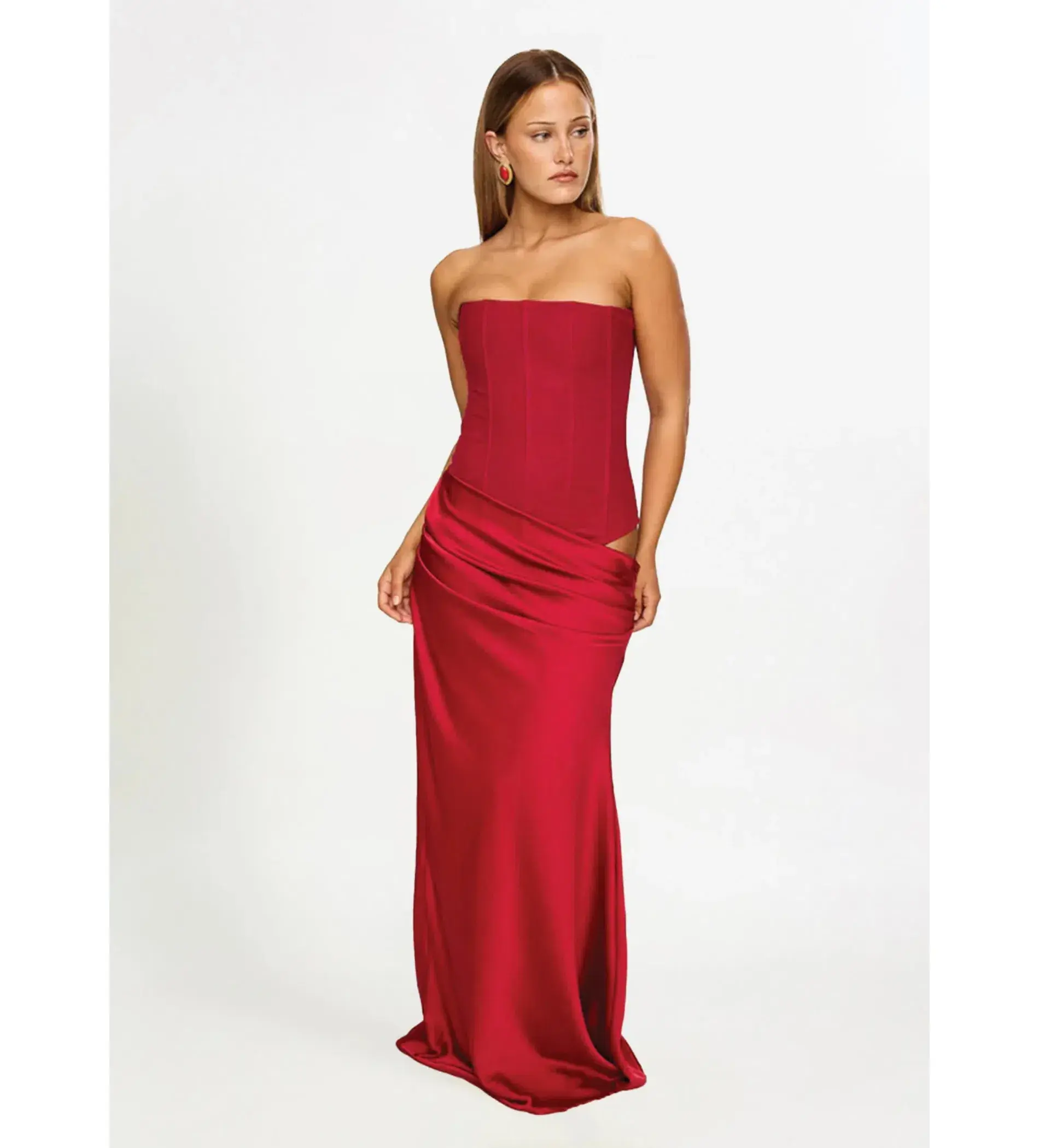 Hntr The Label Huxley Gown Maxi Dress In Wine Size AU 8  - Image 2