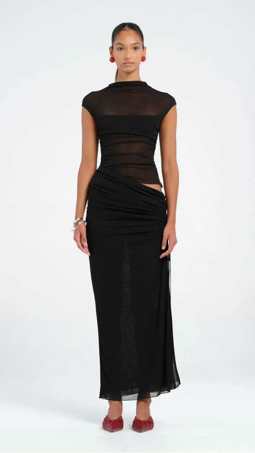 Benni Milo Mesh Maxi Dress in Black Size AU8 - Image 1
