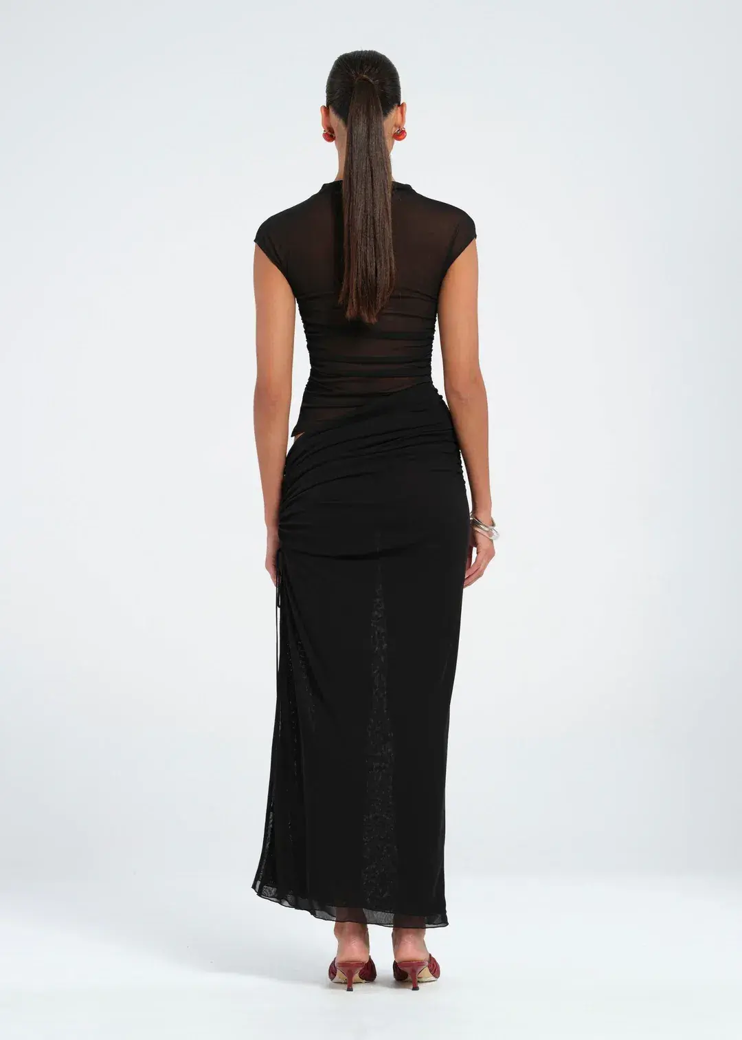 Benni Milo Mesh Maxi Dress in Black Size AU8 - Image 2