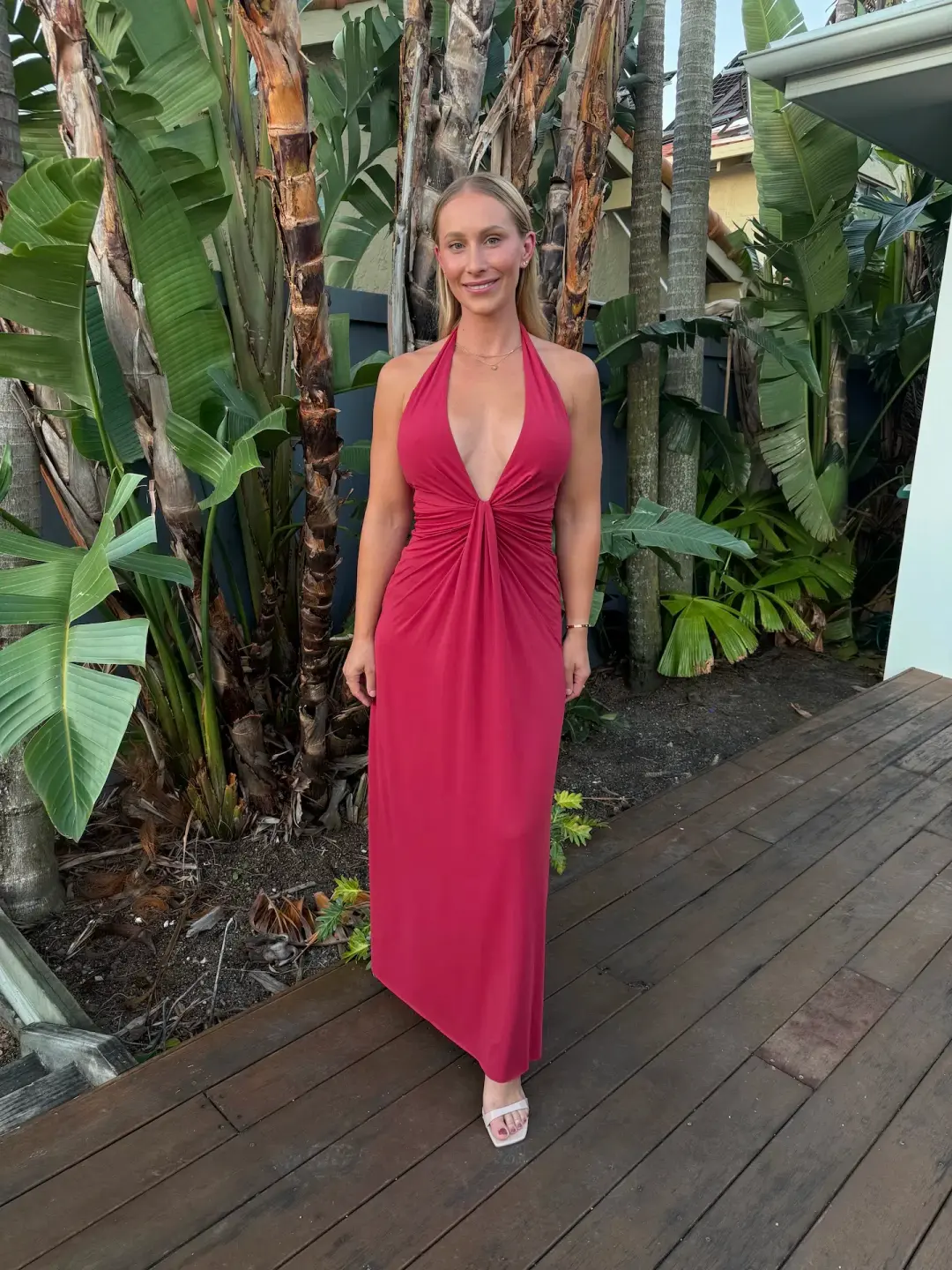 Bec & Bridge Susie Plunge Maxi Dress Red Size AU 10 for rent on The Volte - main image