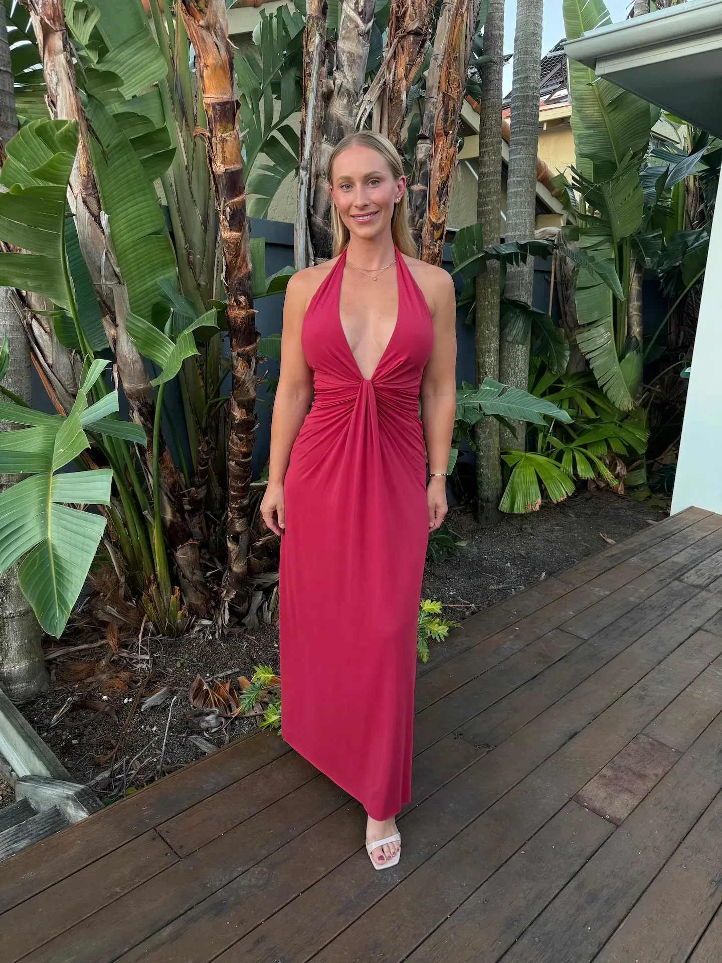 Bec & Bridge Susie Plunge Maxi Dress Red Size AU 10 - Image 3