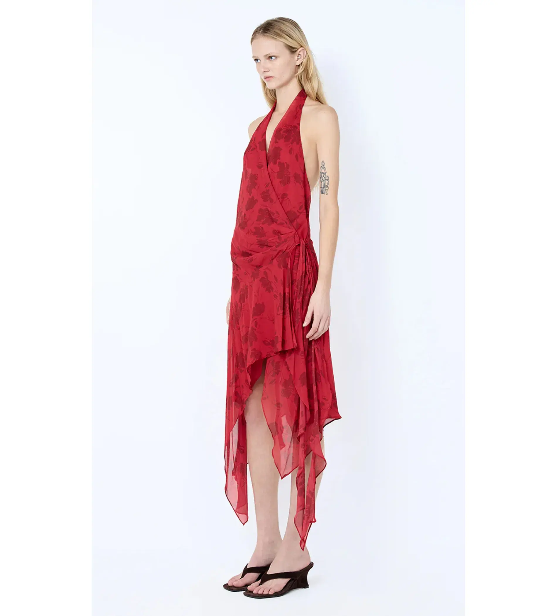 Bec and Bridge Ruby Wrap Midi Dress in Cherry Floral Size AU6 - Image 4