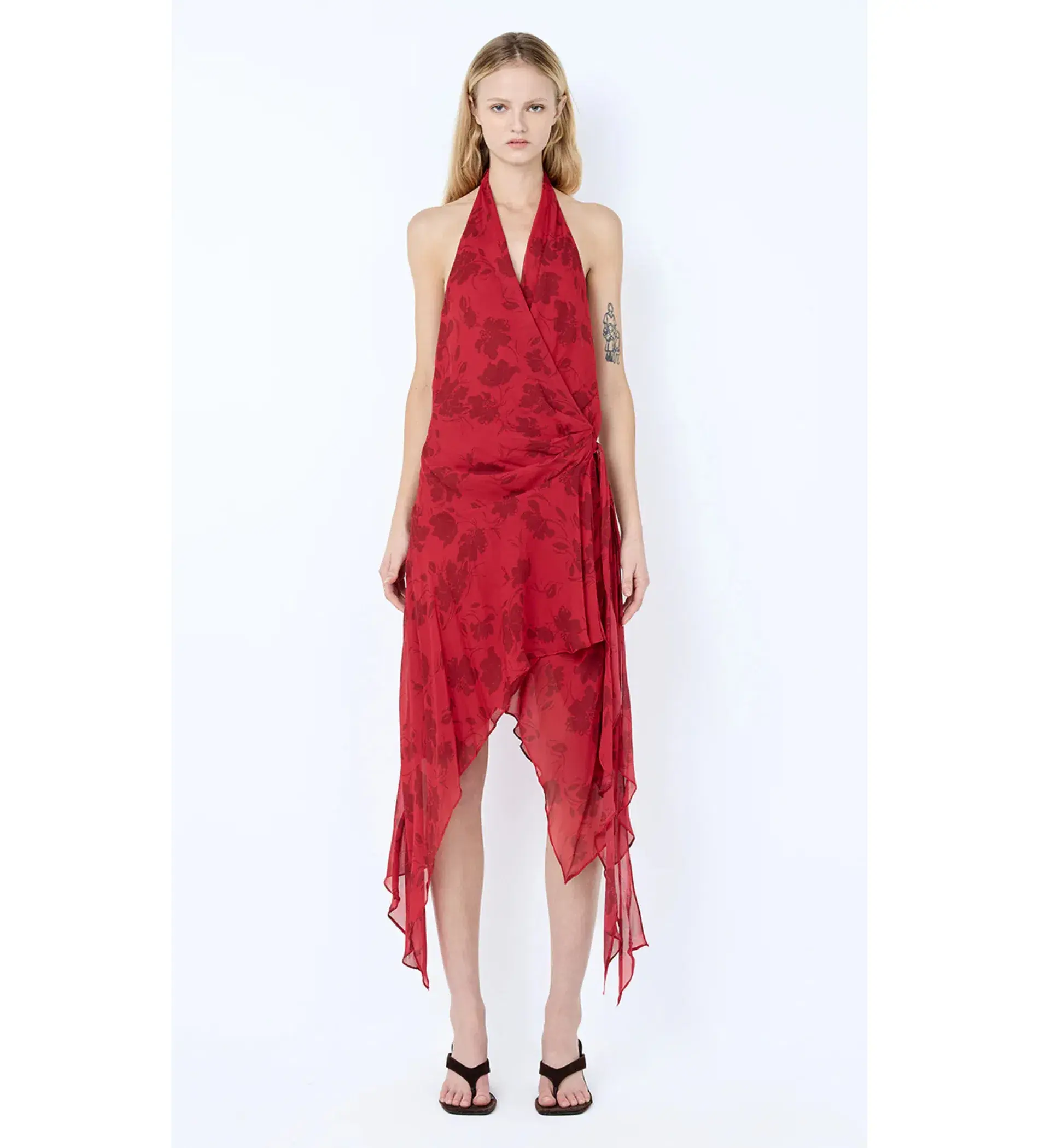 Bec and Bridge Ruby Wrap Midi Dress in Cherry Floral Size AU6 - Image 3
