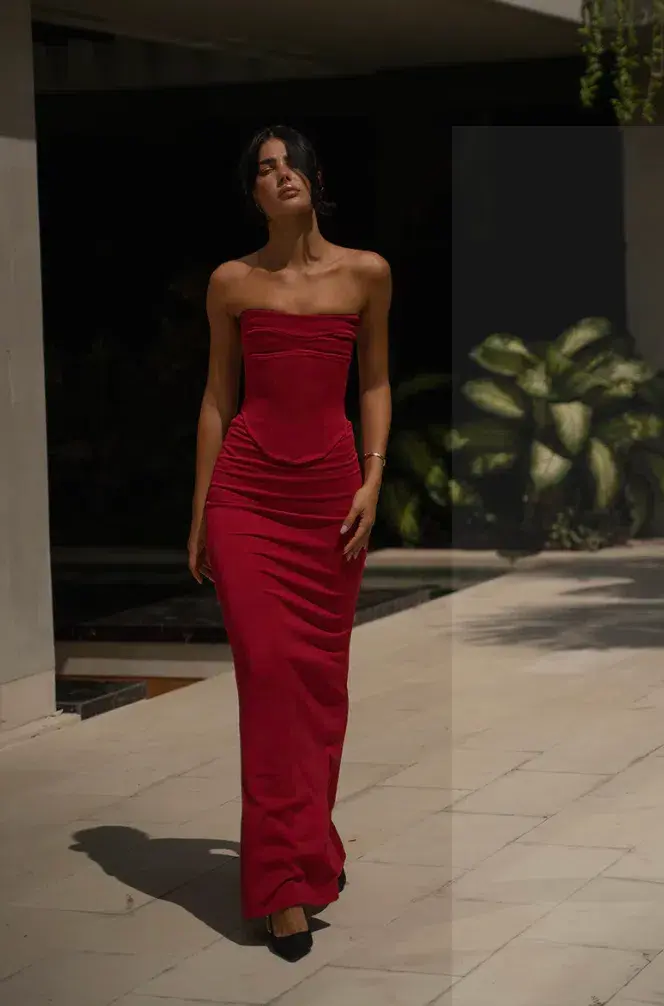 Hntr The Label Louie Gown In Wine Size M/ AU 10 - Image 2