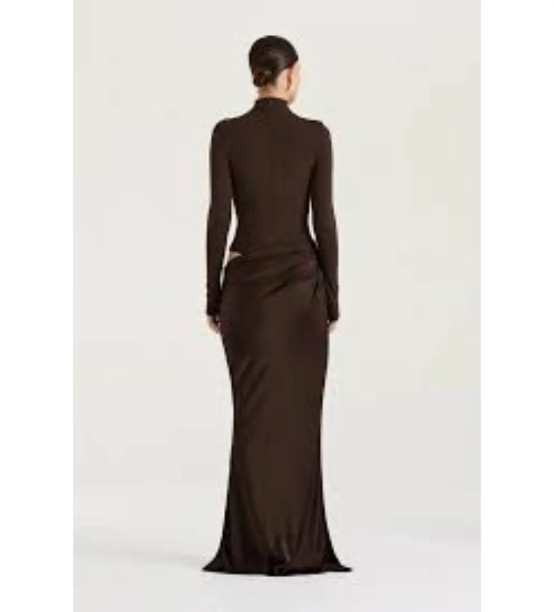 Henne Soraia Long Sleeve Dress	in Brown Size L/ AU 12  - Image 2