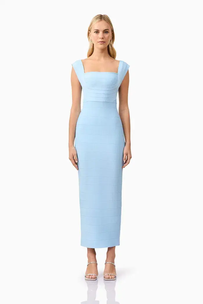 Elliatt Fiona Fitted Maxi Dress Blue Size AU 12 - Image 1