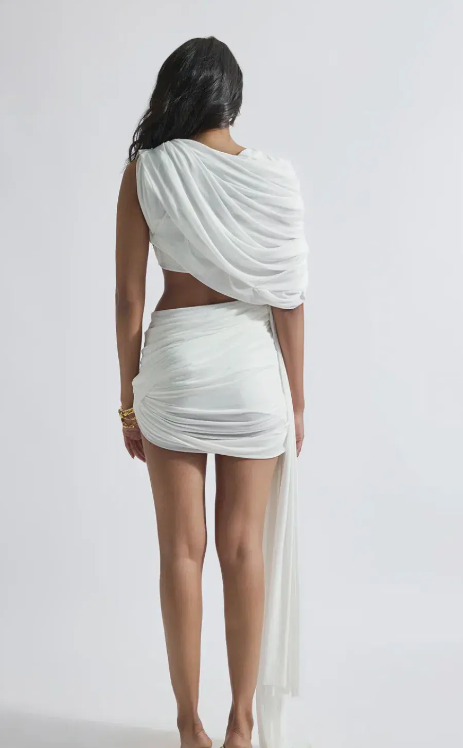 Deme by Gabriella	Adelina asymmetric Draped Mini Dress in White Size XS/AU 6 - Image 2