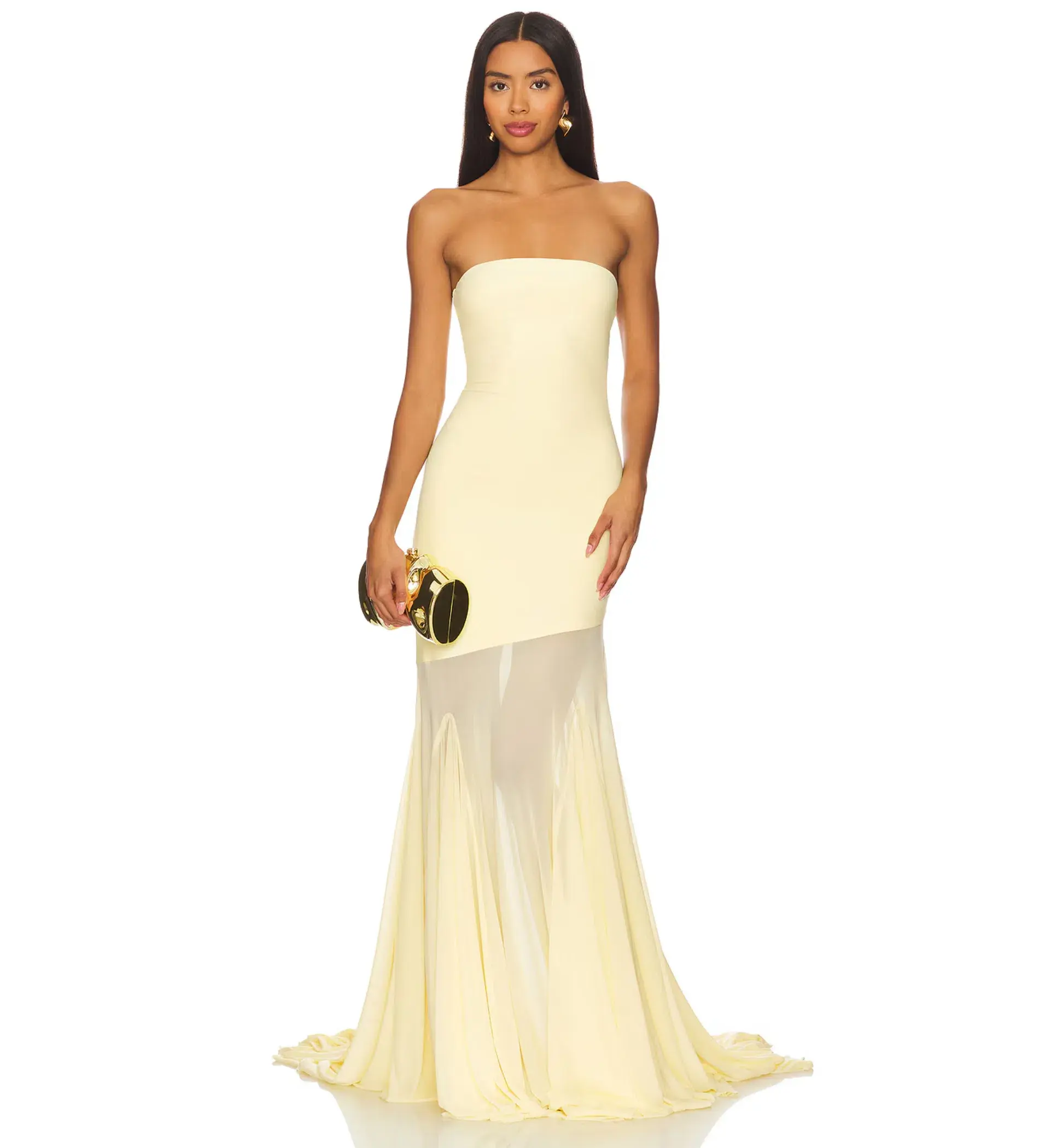 Deme By Gabriella Dahlia Strapless Butter Gown Maxi Dress In Yellow Size XS /AU 6	  - Image 1