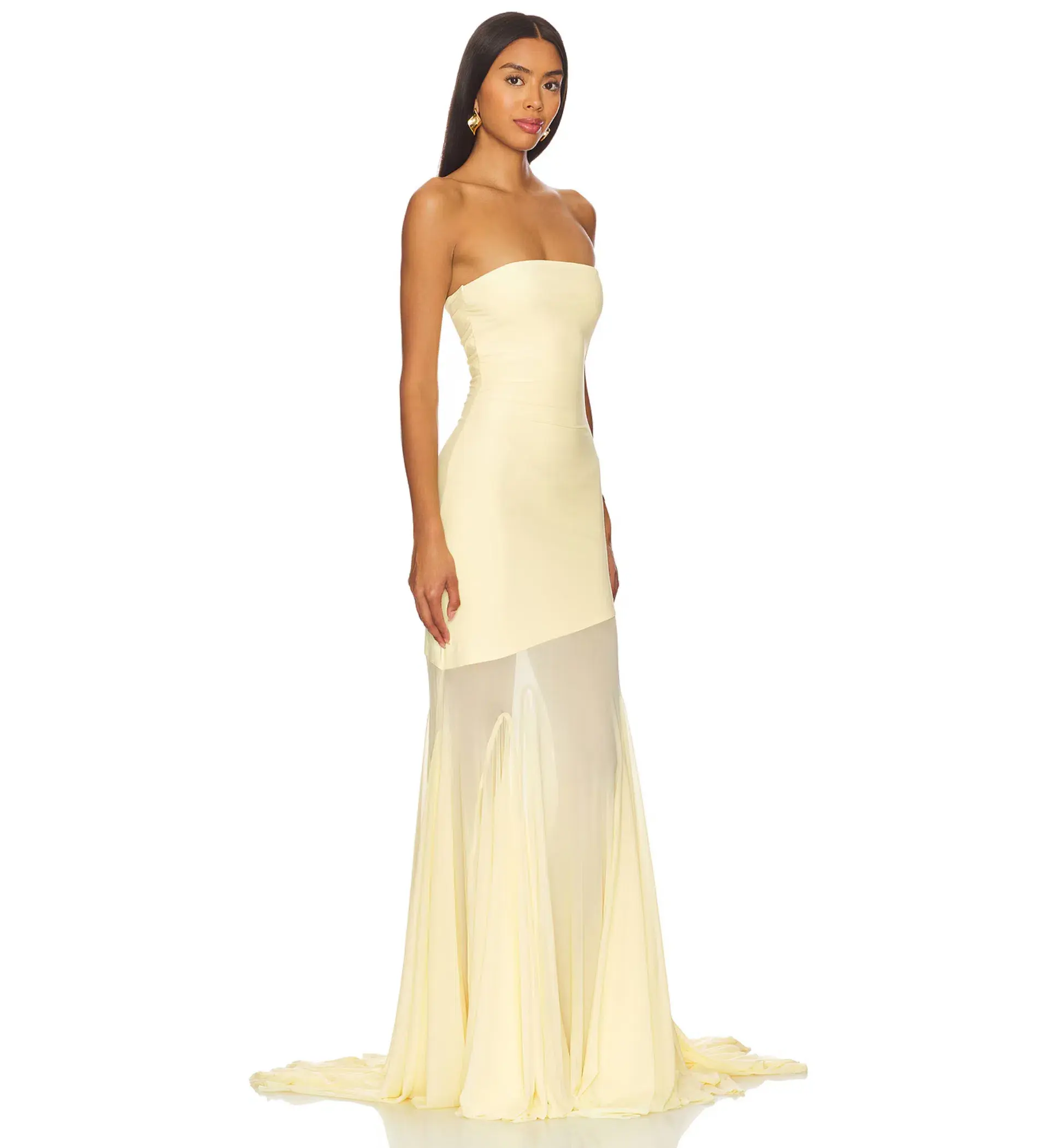 Deme By Gabriella Dahlia Strapless Butter Gown Maxi Dress In Yellow Size XS /AU 6	  - Image 2