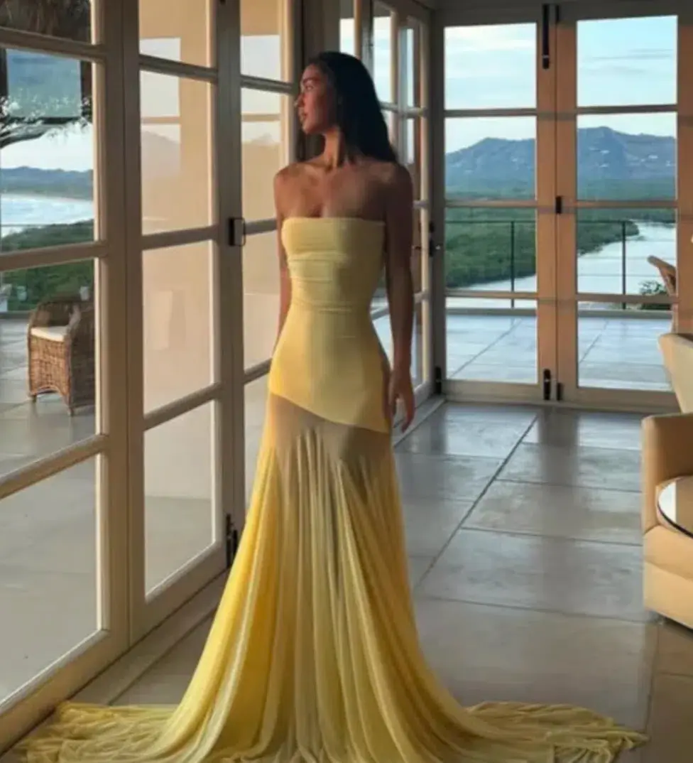 Deme By Gabriella Dahlia Strapless Butter Gown Maxi Dress In Yellow Size XS /AU 6	  - Image 4