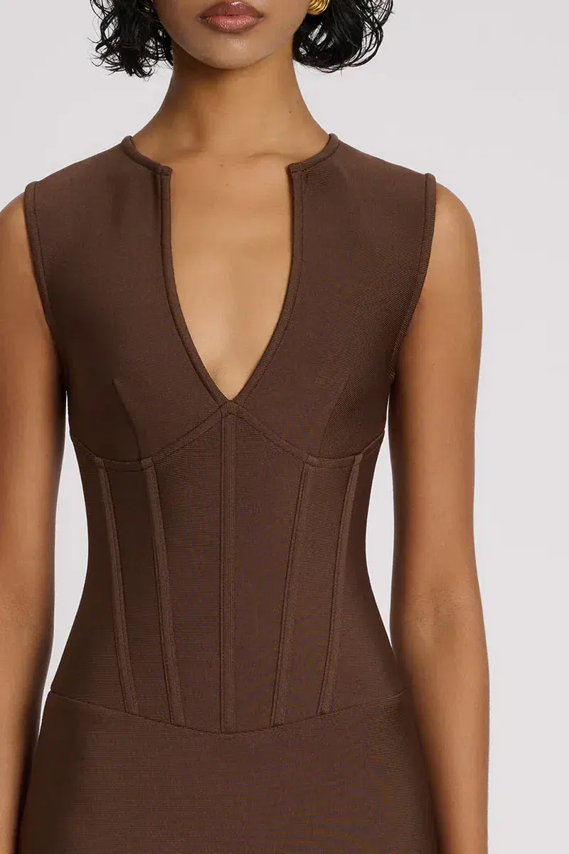 Eliya the Label Giselle Midi Dress Brown Size 10 - Image 6