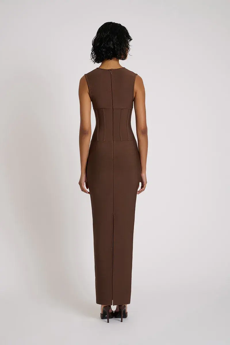 Eliya the Label Giselle Midi Dress Brown Size 10 - Image 2