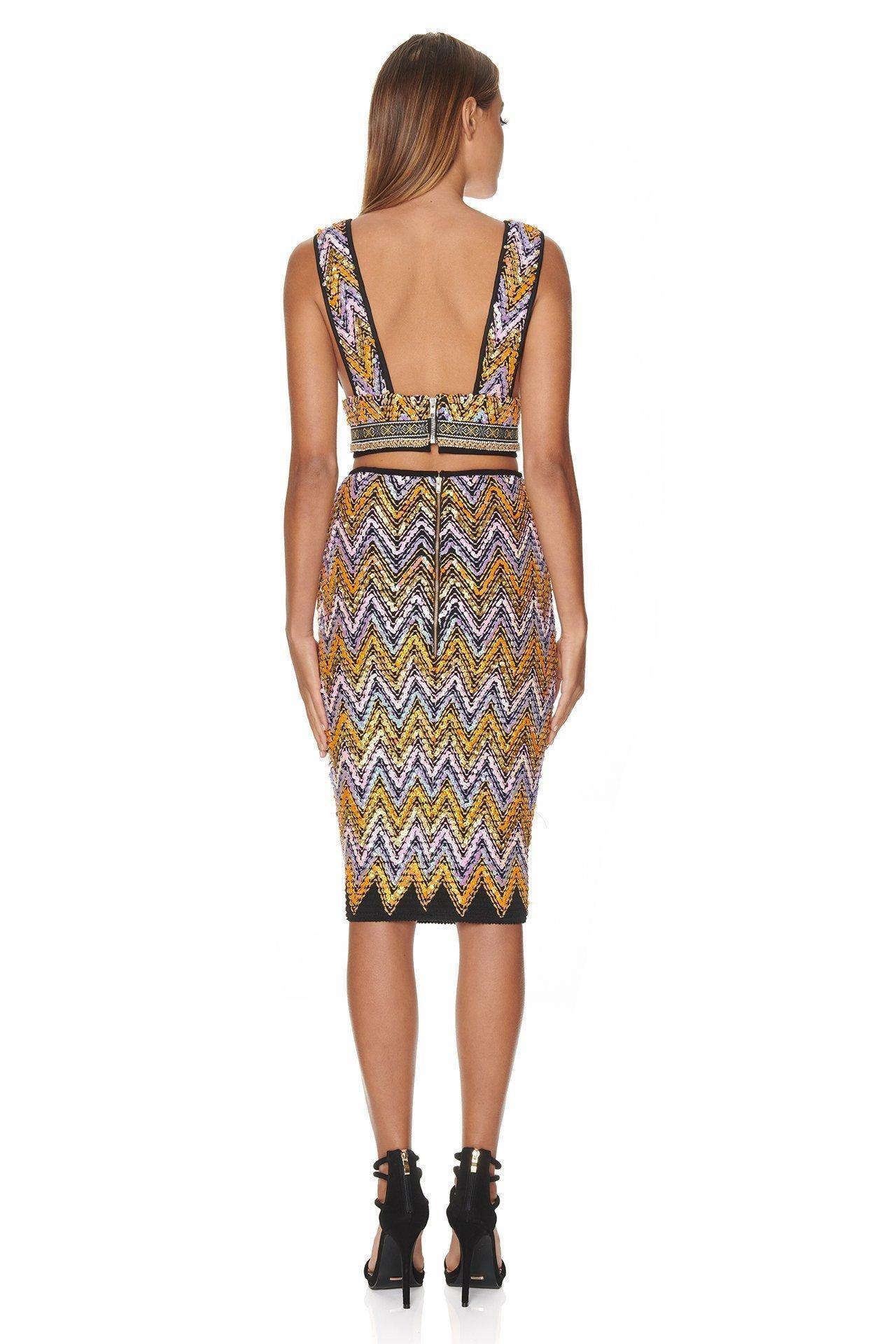 Eliya the Label Malibu Crop Top and Skirt Set Sequin Size 10 - Image 3