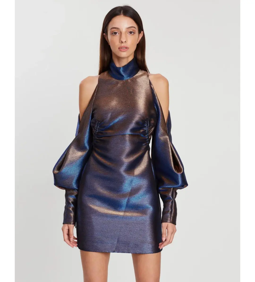Camilla and Marc Bella Mini Dress in Metallic Cobalt Size 4 for rent on The Volte - main image