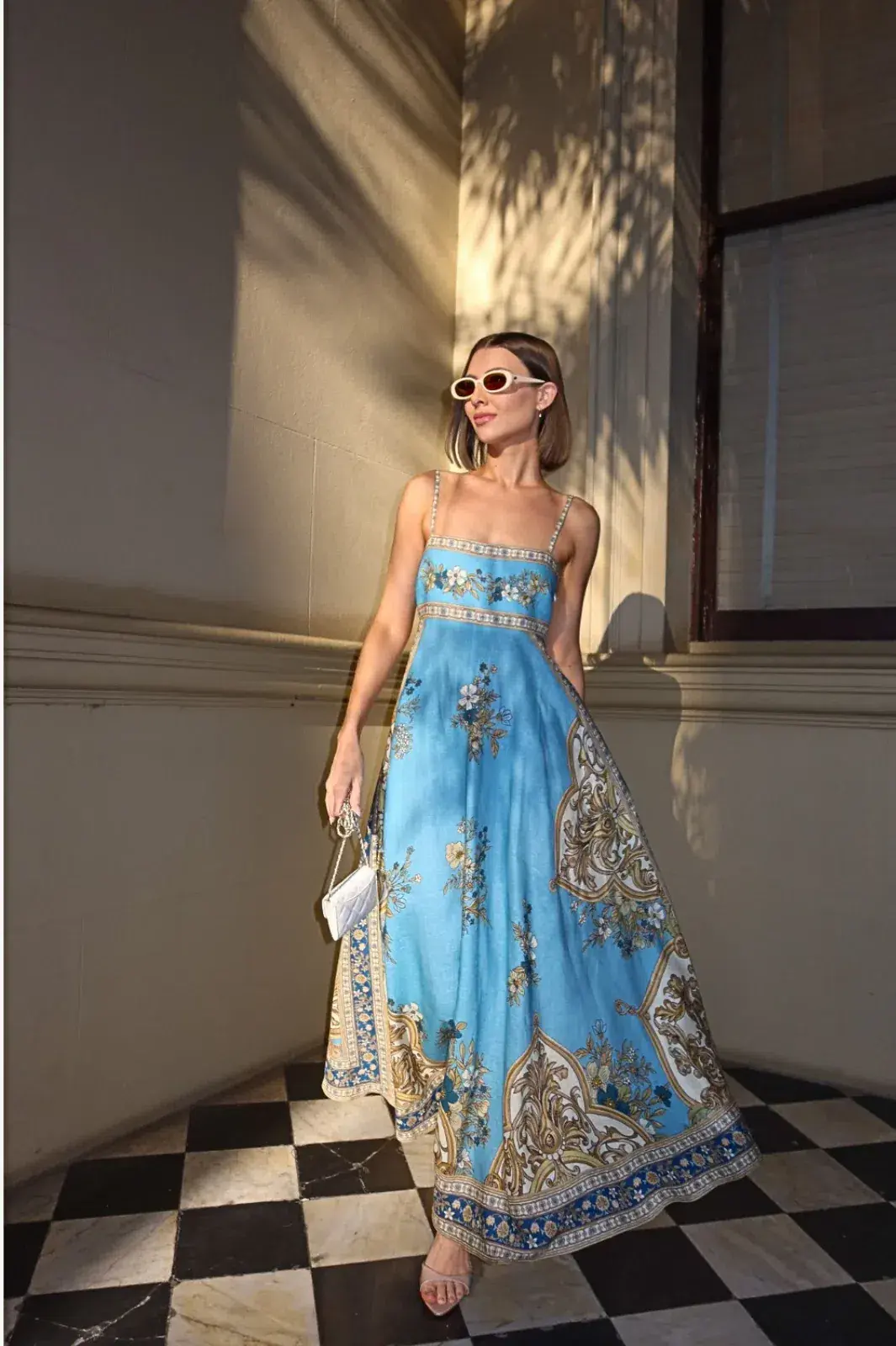 Alemais Cassie La Sirena Exclusive Sundress Blue Print Size 16 for rent on The Volte - main image