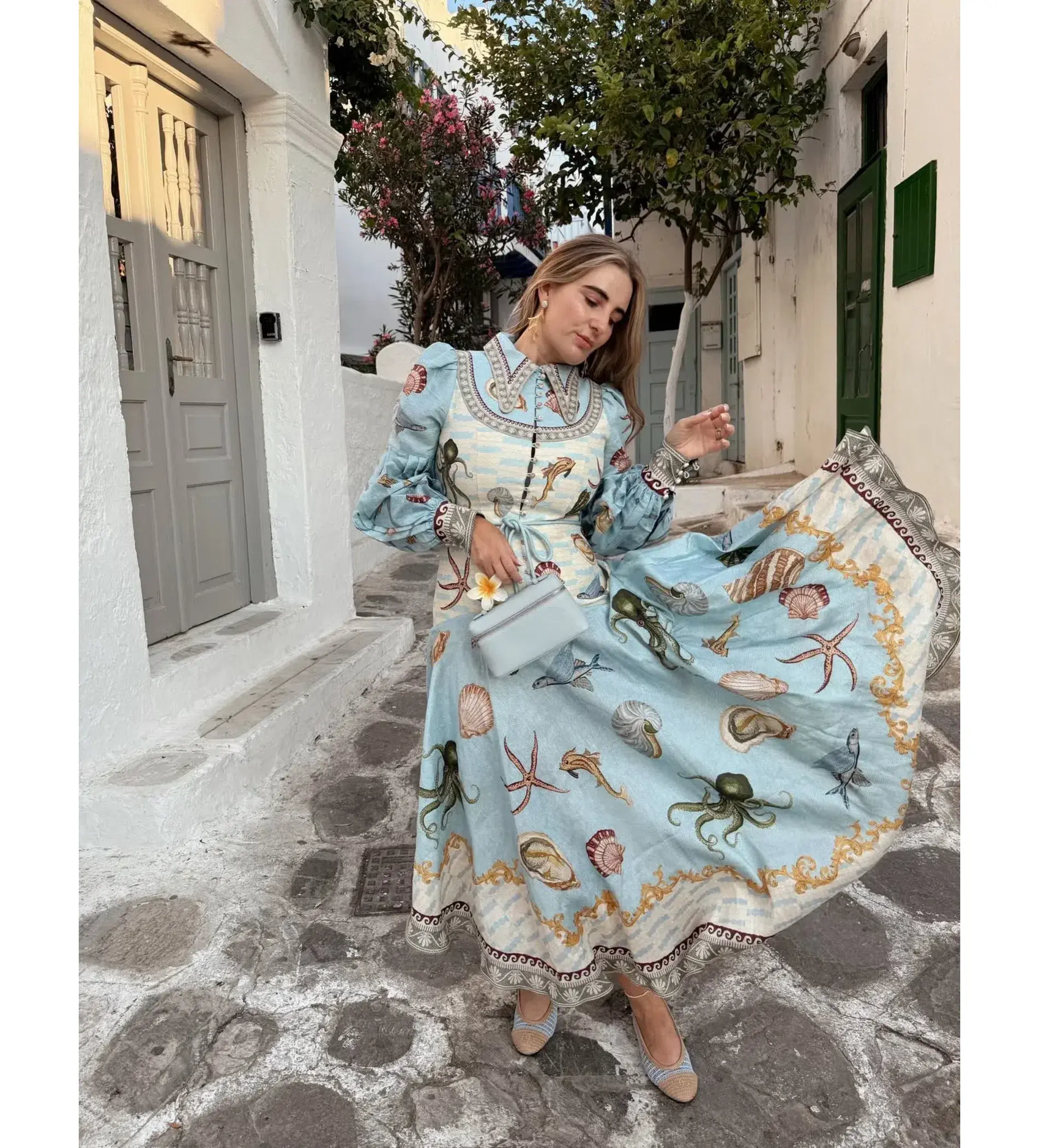 Alemais Bath House Shirt Midi Dress Print Size 16 - Image 2