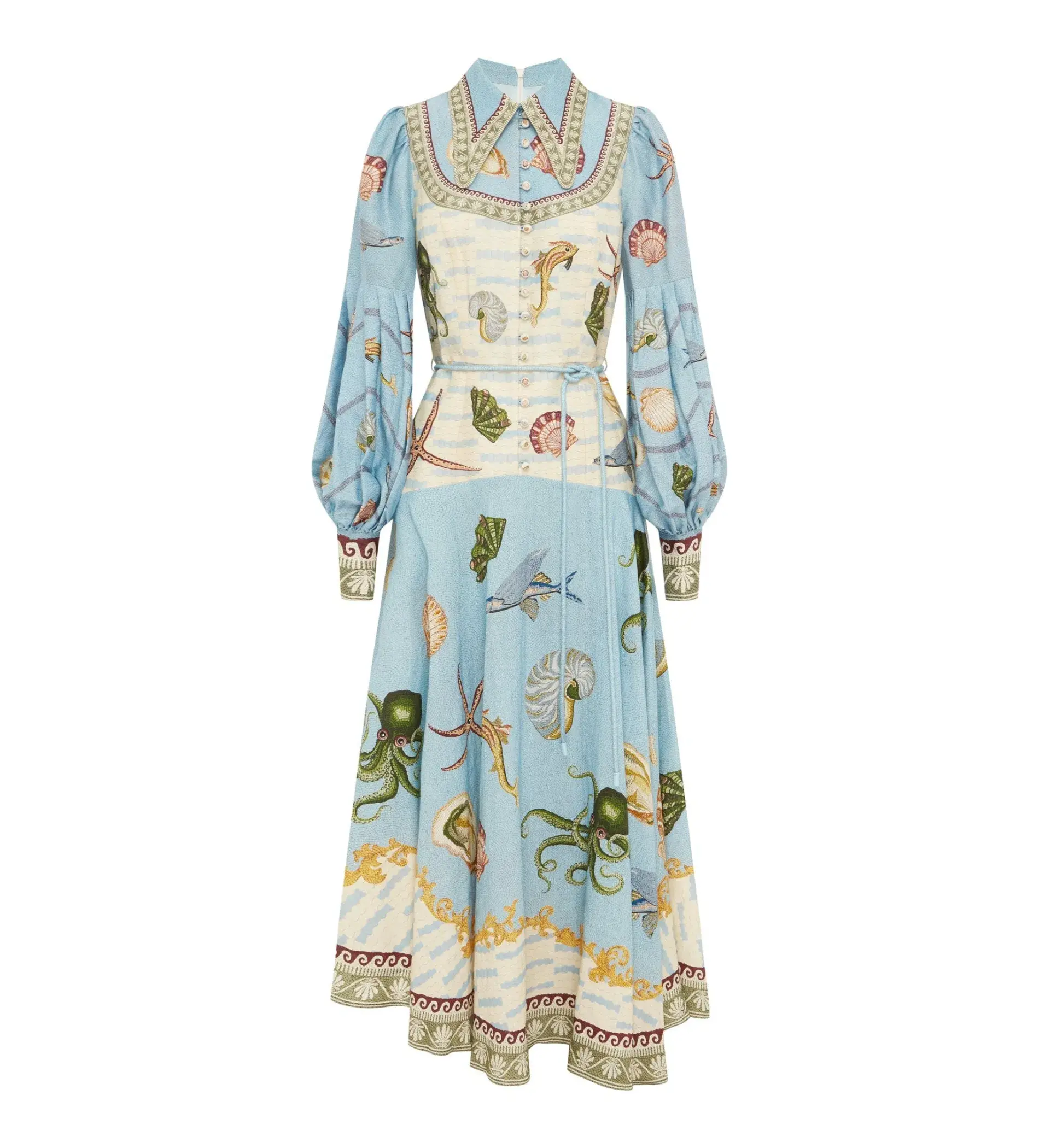 Alemais Bath House Shirt Midi Dress Print Size 16 - Image 8