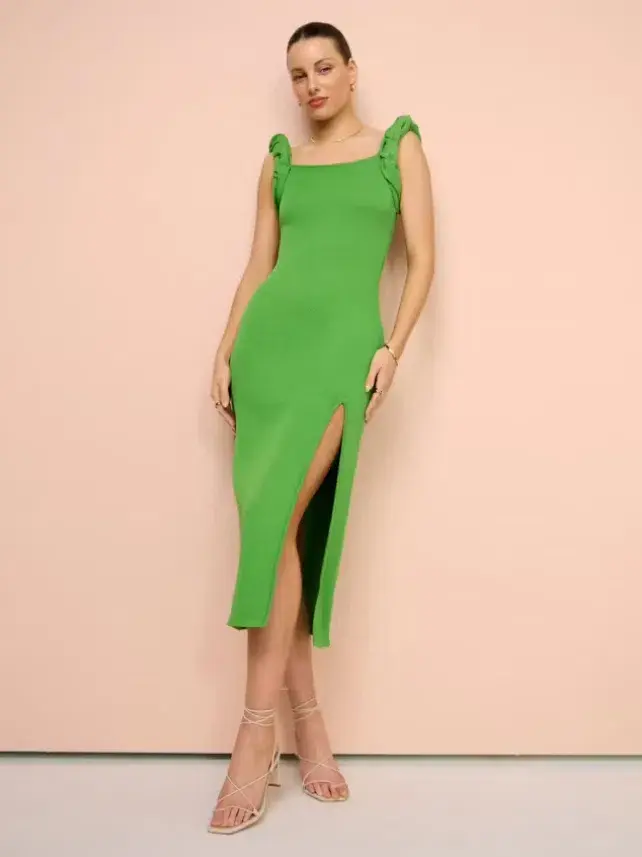 Rachel Gilbert Rosetta Dress Midi Green Size AU 12 - Image 1