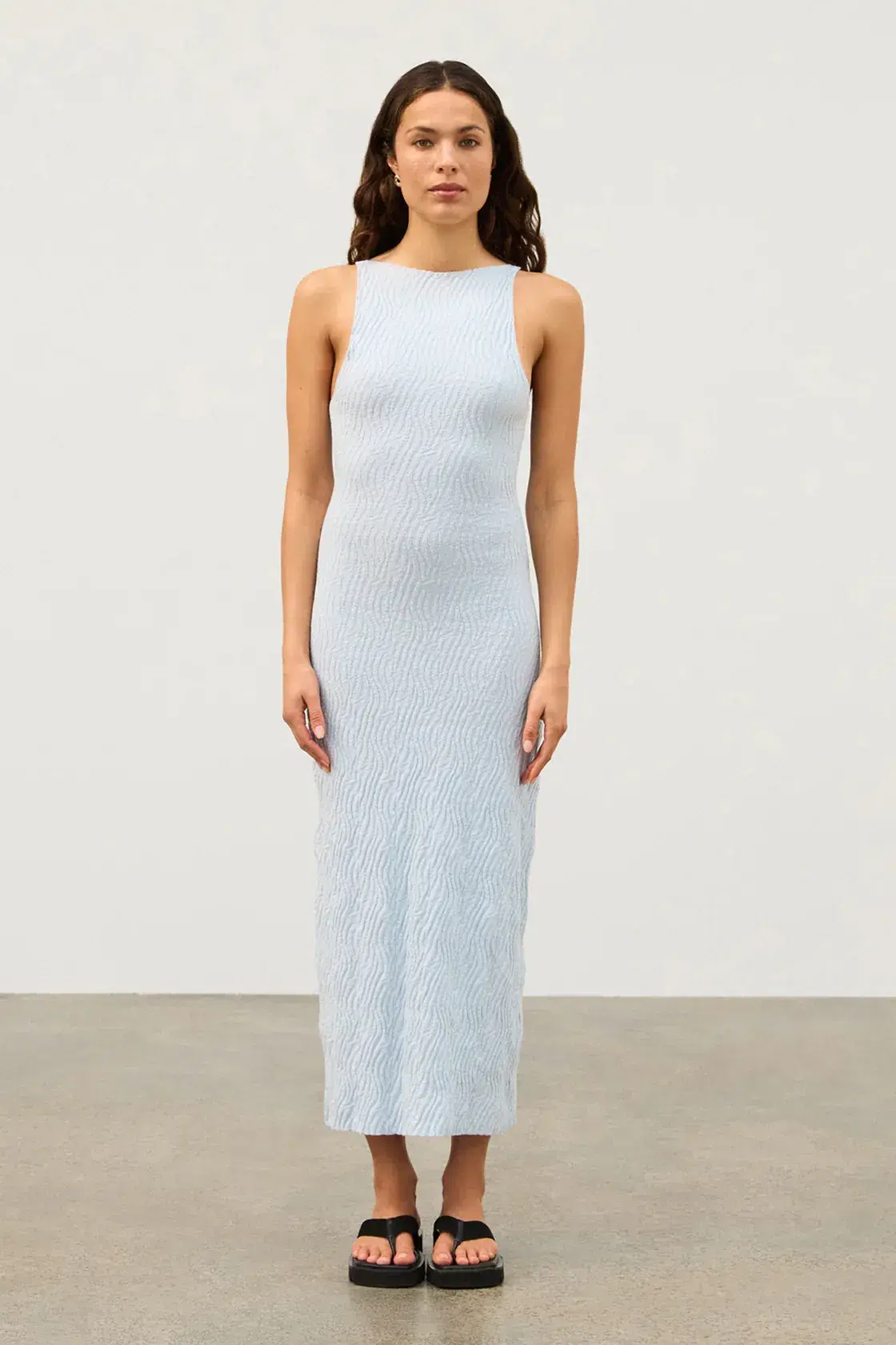 Zulu & Zephyr Ripple Textured Knit Dress in Powder Blue Size AU14 - Image 1