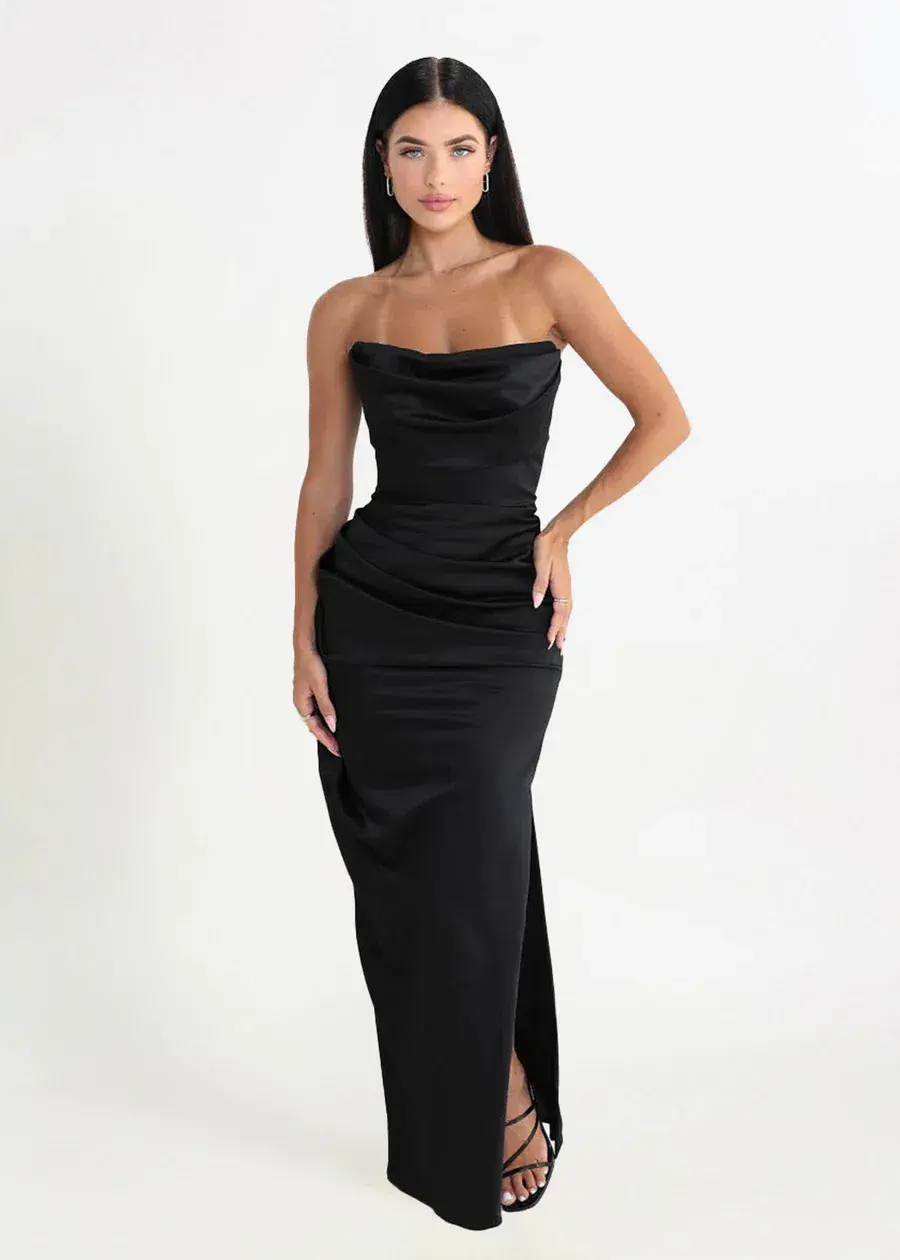 House of CB Adrienne Corset Maxi Dress in Black Size 8 - Image 1