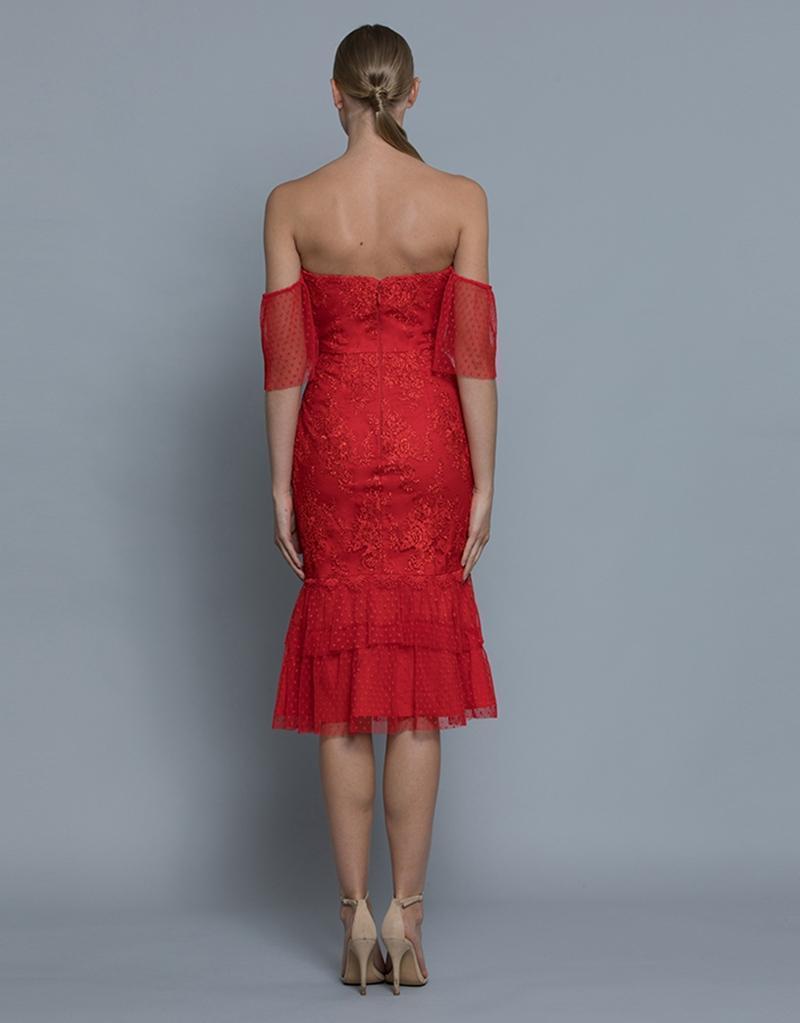 Bariano Emily Double Tier Lace Dress  Red Size 8 - Image 2