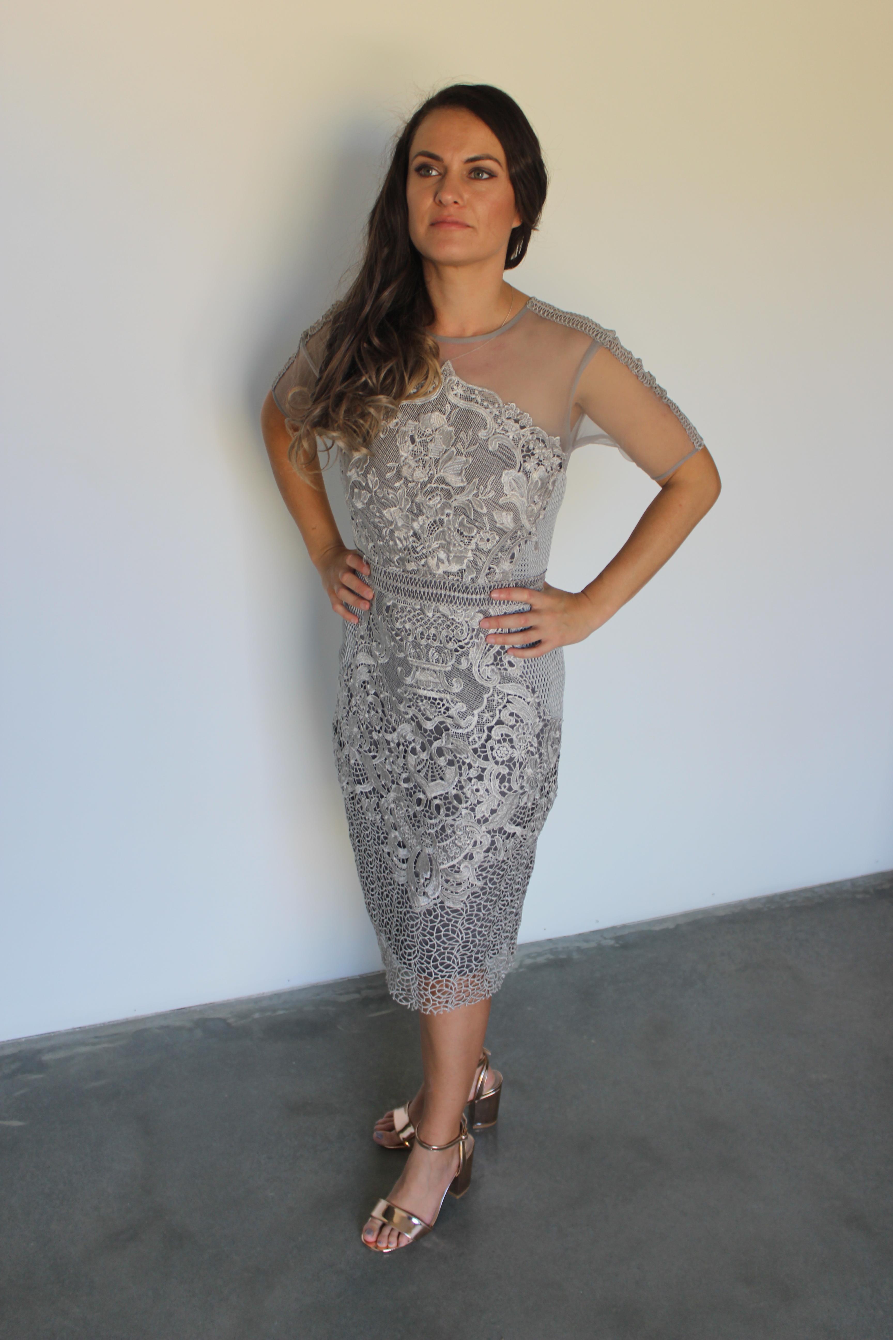 Grace and Hart - Adele Midi dress - Pewter Silver Size 12  - Image 1